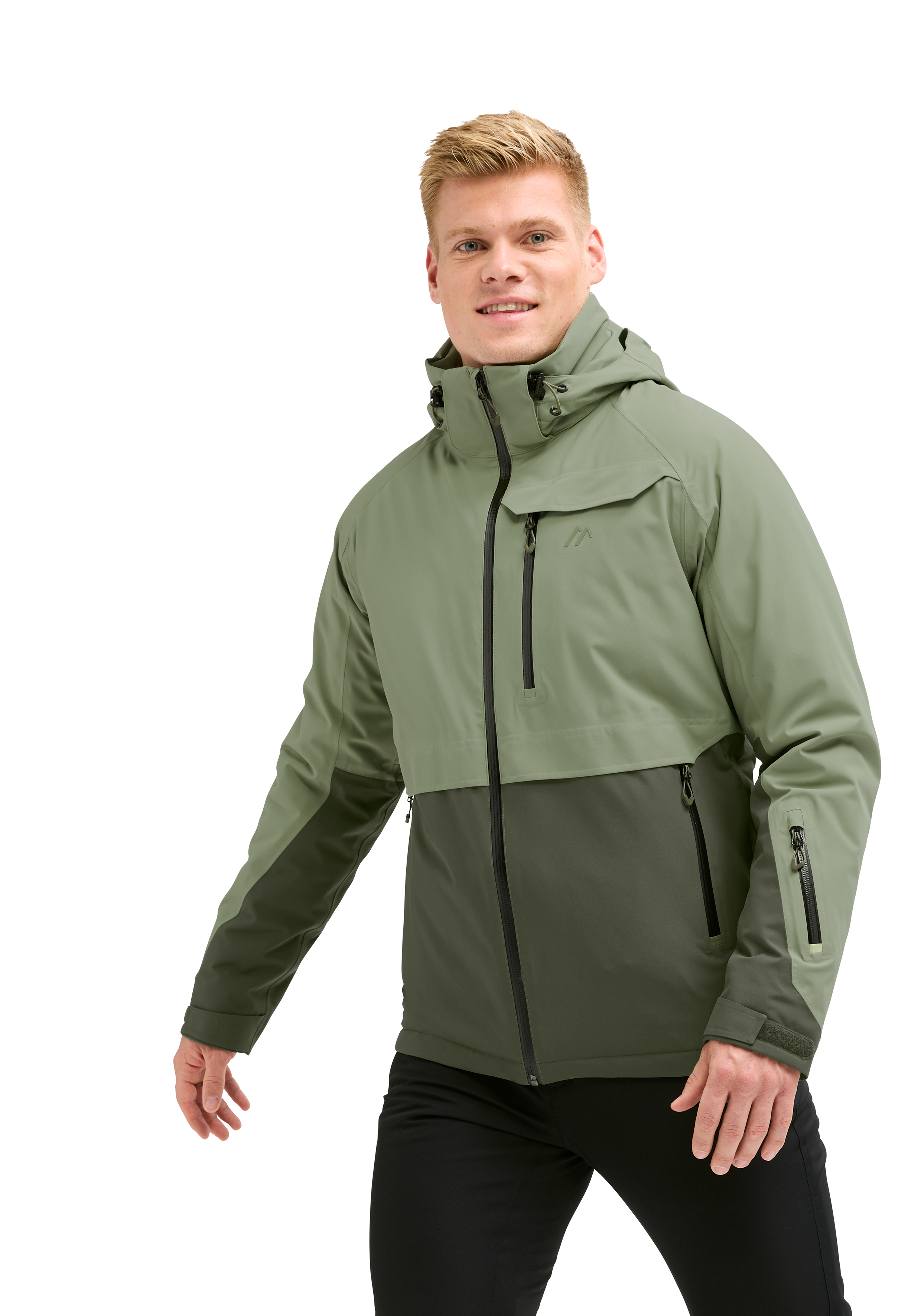 Jacke, Softshell, Kapuze, Zweifarbig, Reißverschlusstaschen