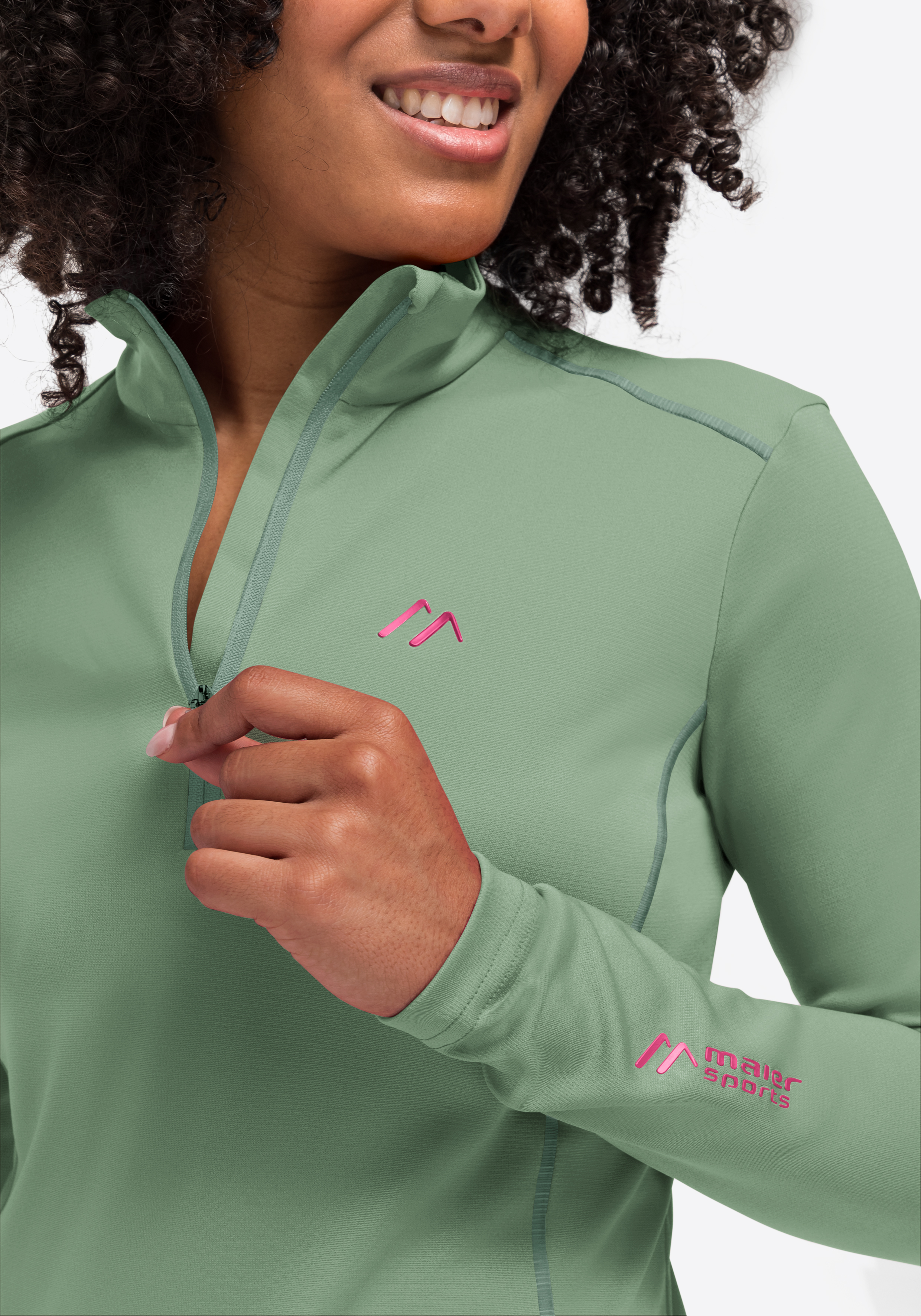 Langarm, Fleece, Mantel, Person, Frau