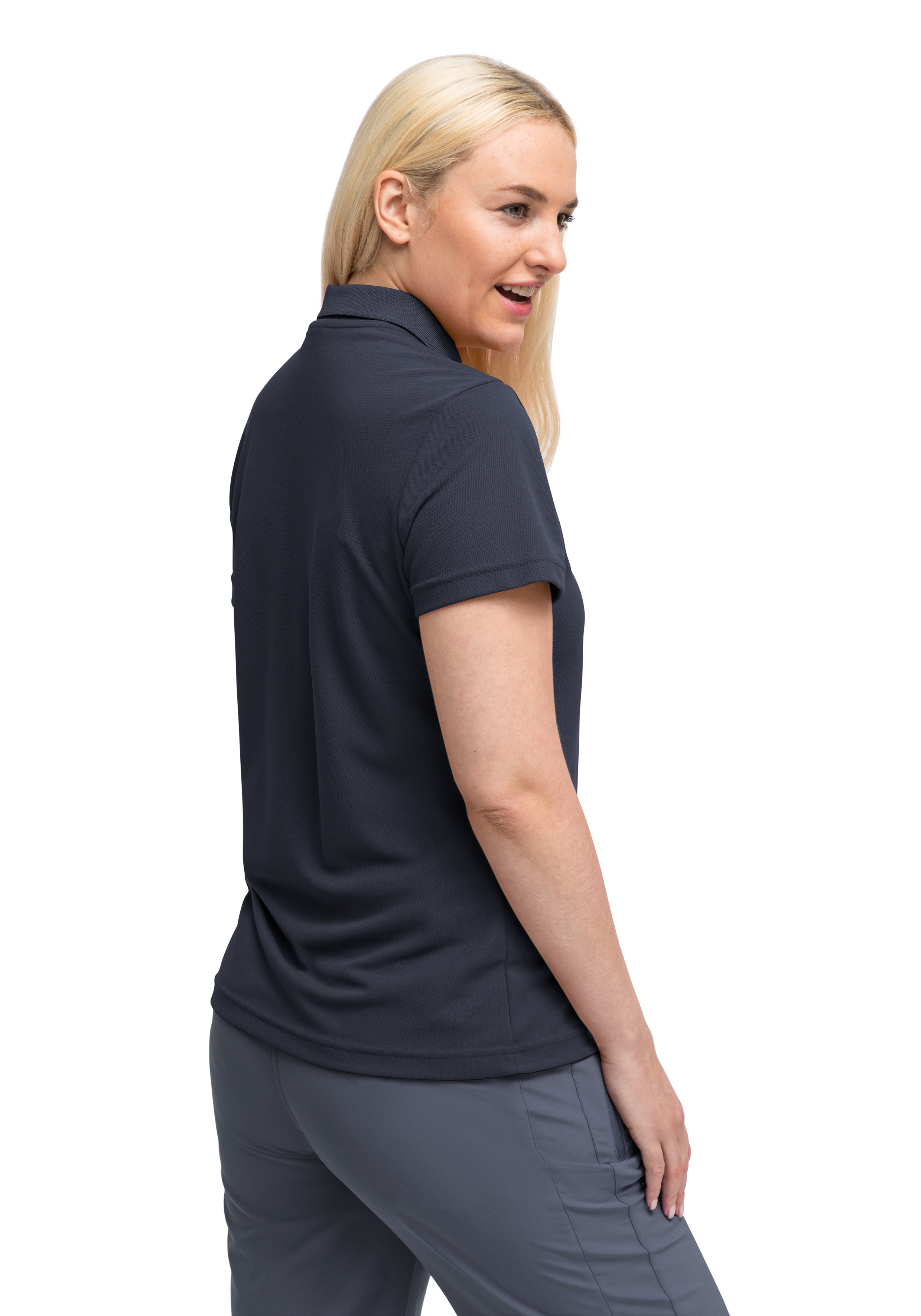 Bluse, Ärmel, T-shirt, Person, Frau, Bluse, Ärmel, T-shirt, Person, Frau, Bluse, Ärmel, T-shirt, Person, Frau, polohem, kurzarmig, marineblau, dunkelblau, weiches material