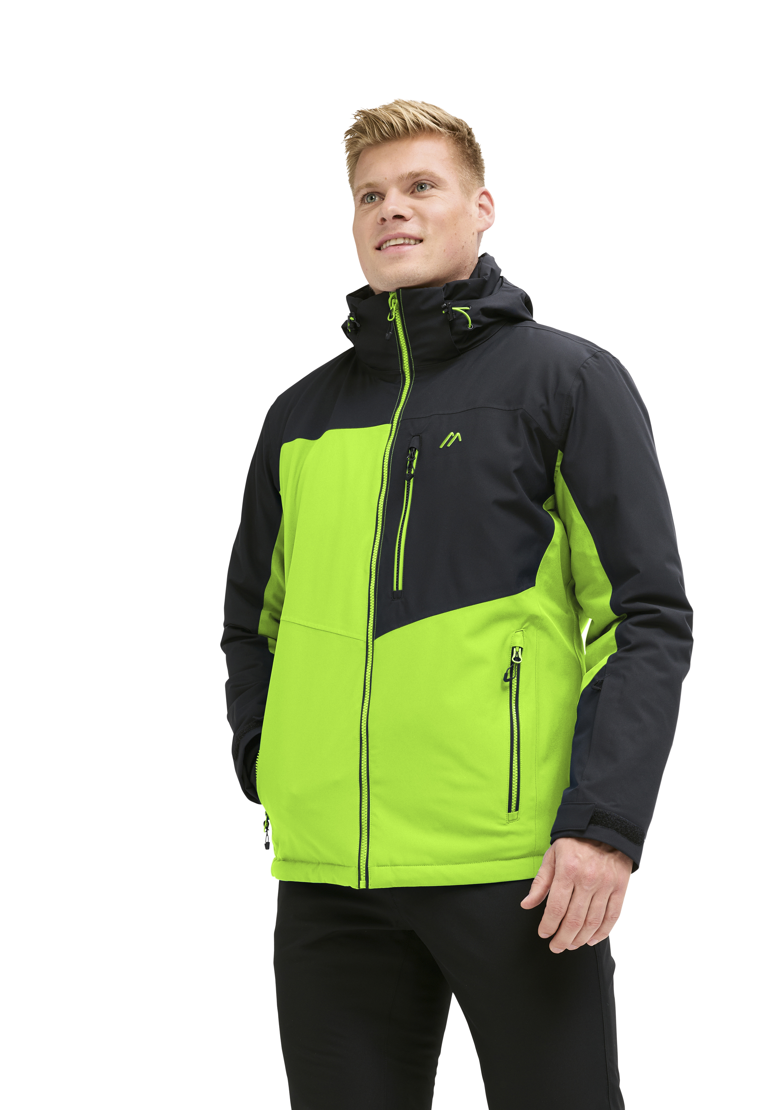 jacke, softshell, neon grün, Reißverschluss Tasche, kapuze