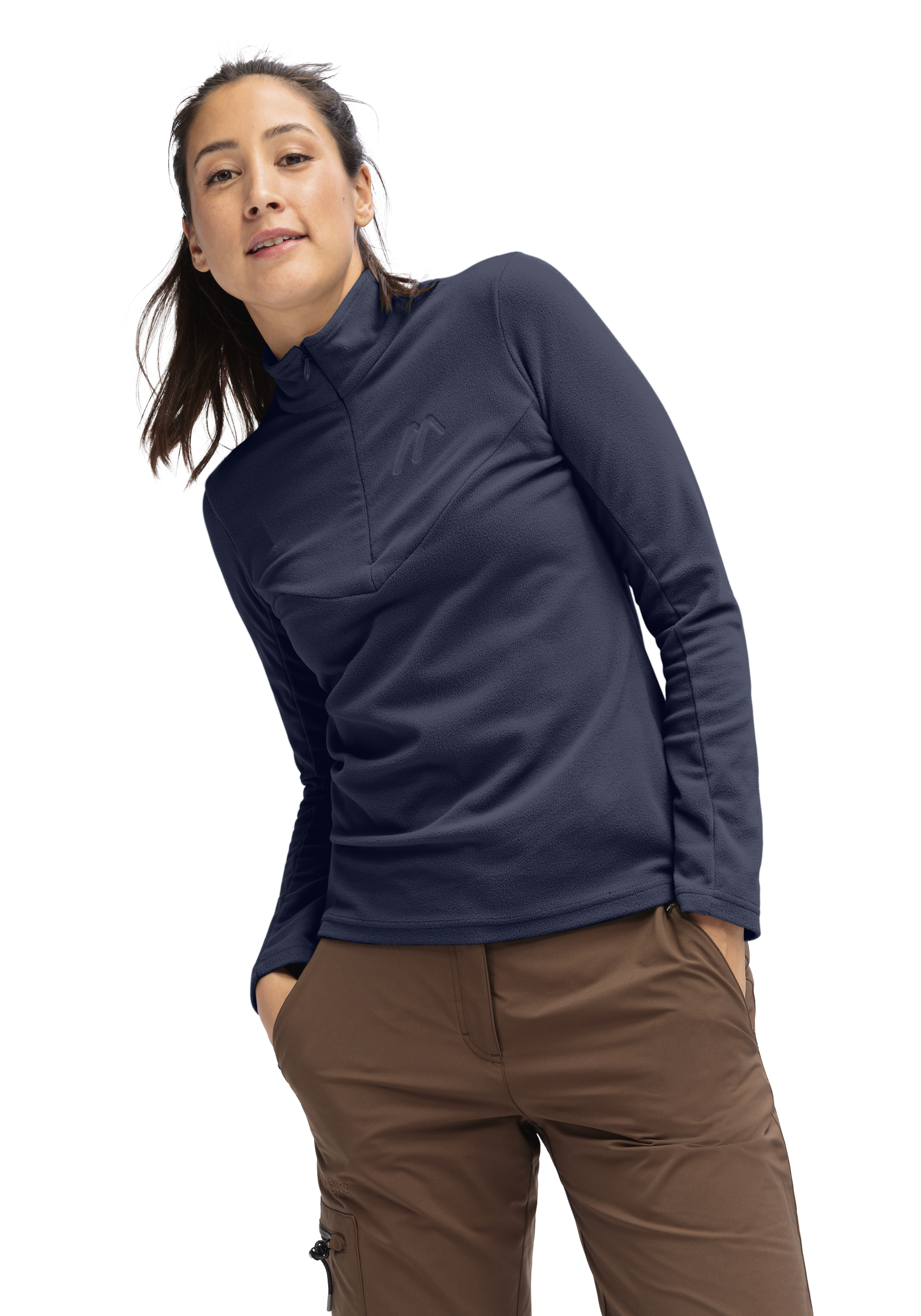 Denise HZ W Langarm, Ärmel, Vlies, Person, Bluse, Bekleidung, Langarm, Ärmel, Vlies, Person, Langarm, Ärmel, Vlies, Person, Frau, Fleece-Pullover, Reißverschluss-Kragen, Langarm, Navyblau, casual Oberteil