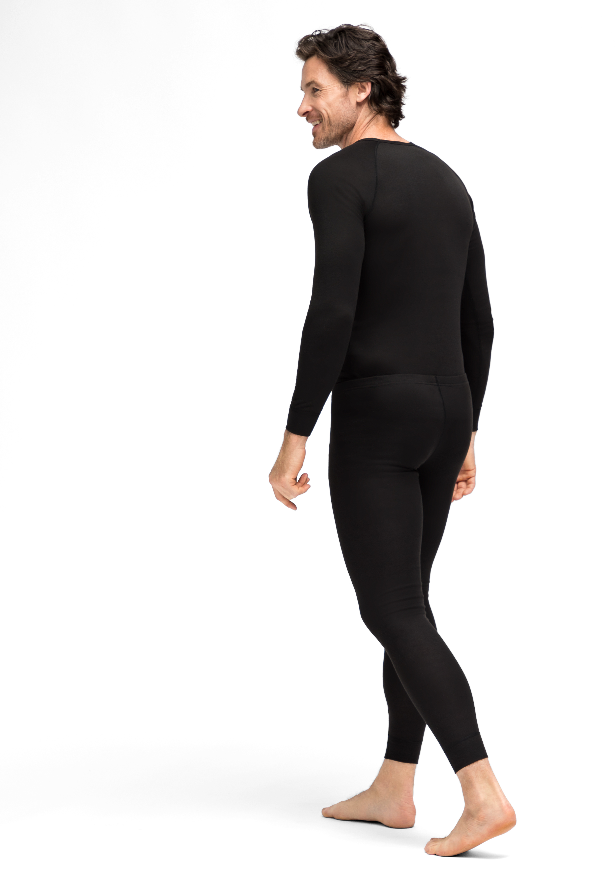 Langarmshirt, Basisschicht, Schwarz, Thermal, Figurbetont