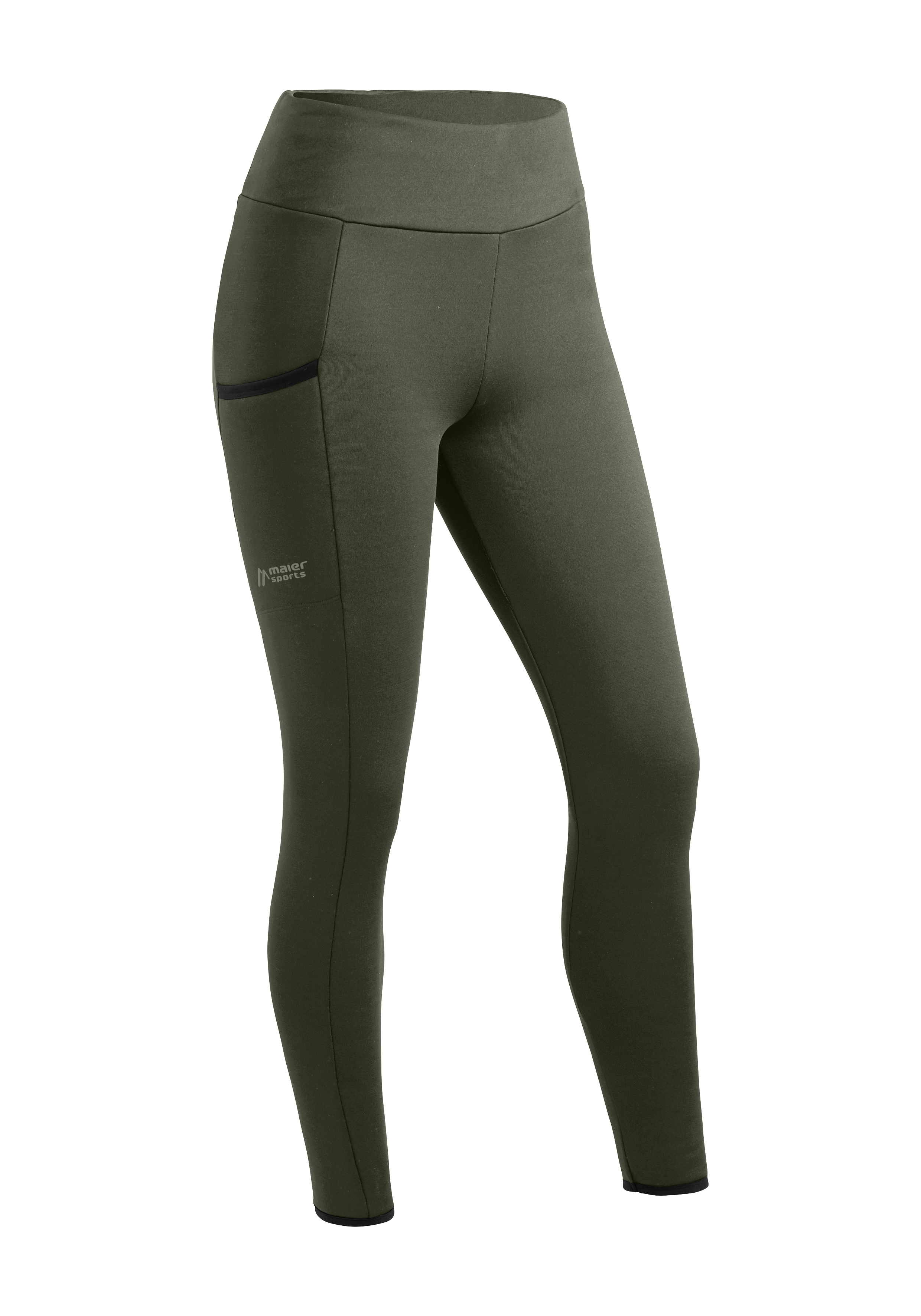 WinterWrap W Sportleggins, Hoher Bund, Olivgrün, Tasche, Strechstoff