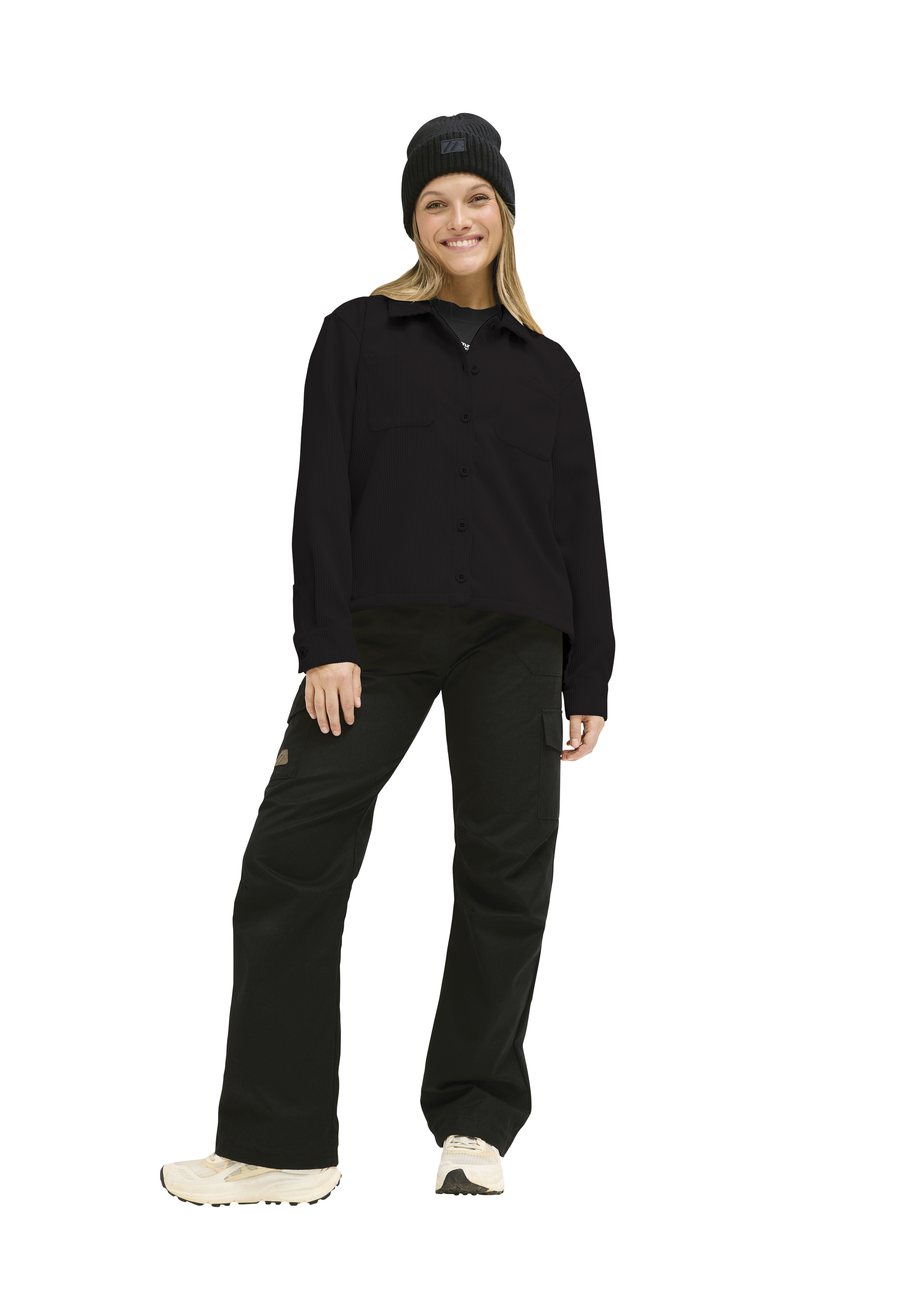 Wellcord W schwarzehemden, langarmshirt, beanie, black shirt, cargo pants
