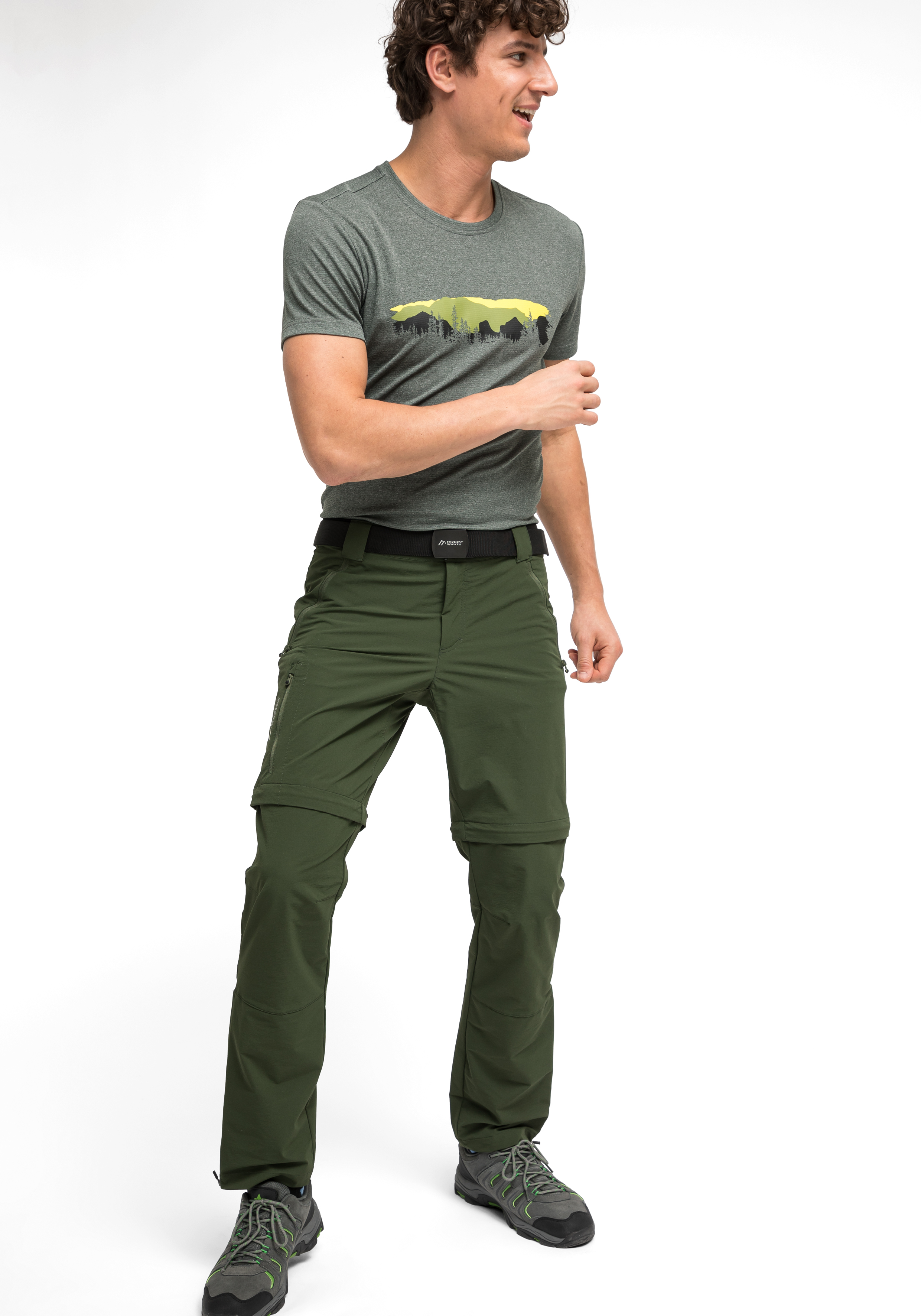 Hosen, Gürtel, T-shirt, Mann, Person, Bekleidung, Hosen, Person, T-shirt, Schuh, Bekleidung, Hosen, Person, T-shirt, Schuh, T-Shirt, Runde Ausschnitt, Kurzärmelig, Grün, Outdoor-Top