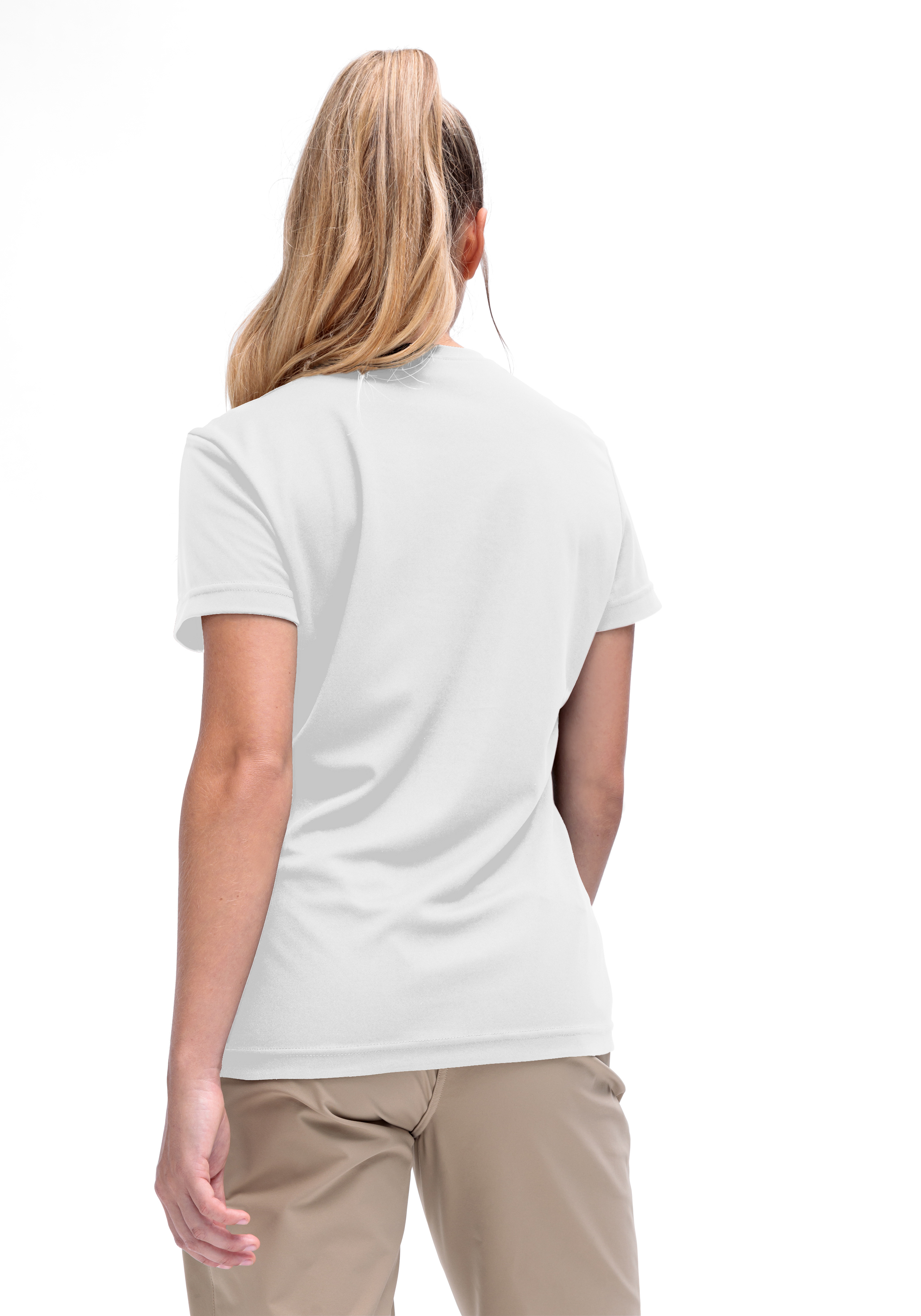 T-Shirt, Kurzarm, Weiß, Runder Saum, Plain