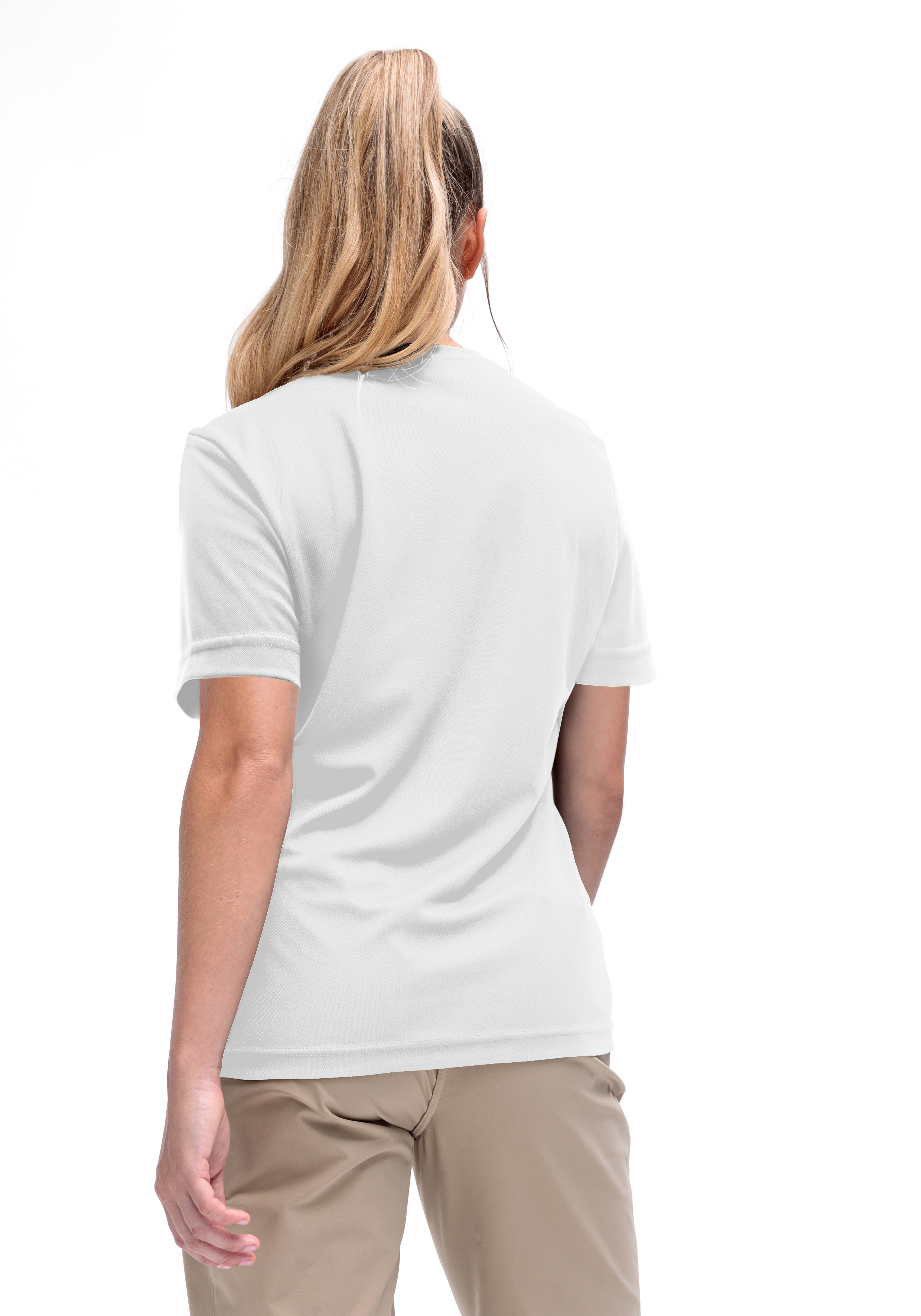 T-Shirt, Kurzarm, Weiß, Runder Saum, Plain, t-shirt, kurzarm, weiß, rückseite, baumwollmix