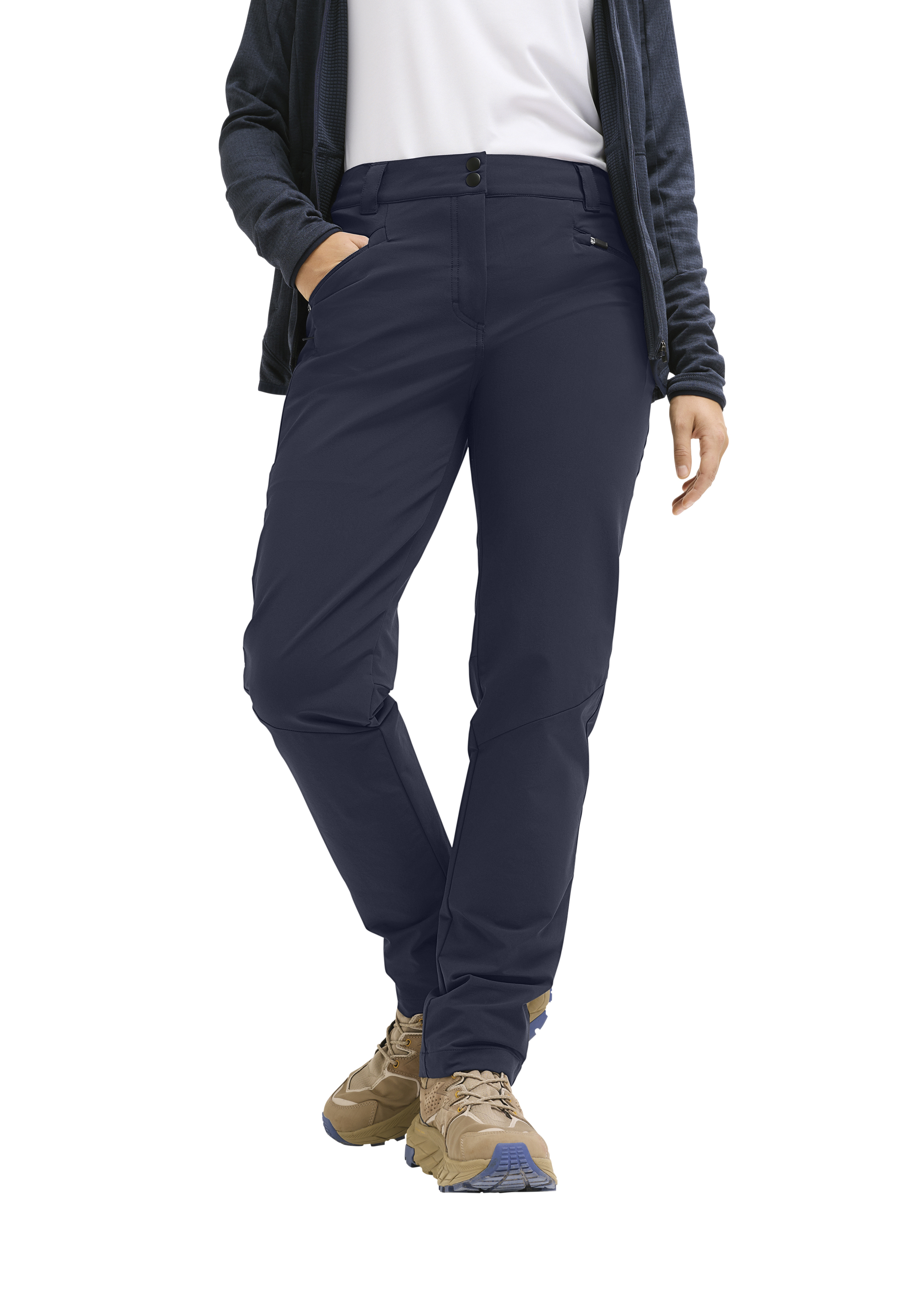 Terrain Master W hose, navy, softshell, geradekante, taschen