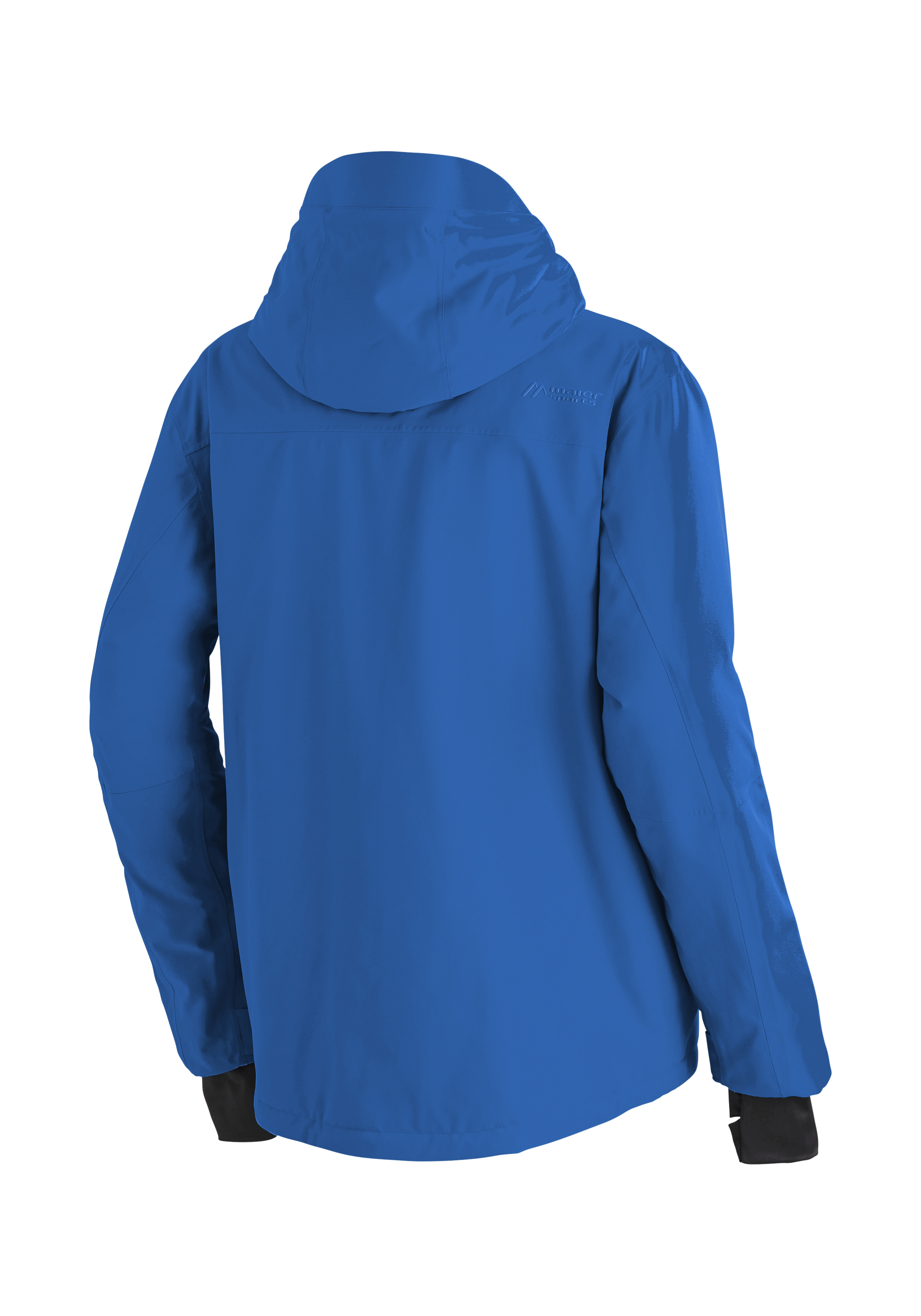 jacket, hooded, blue, softshell, back-view