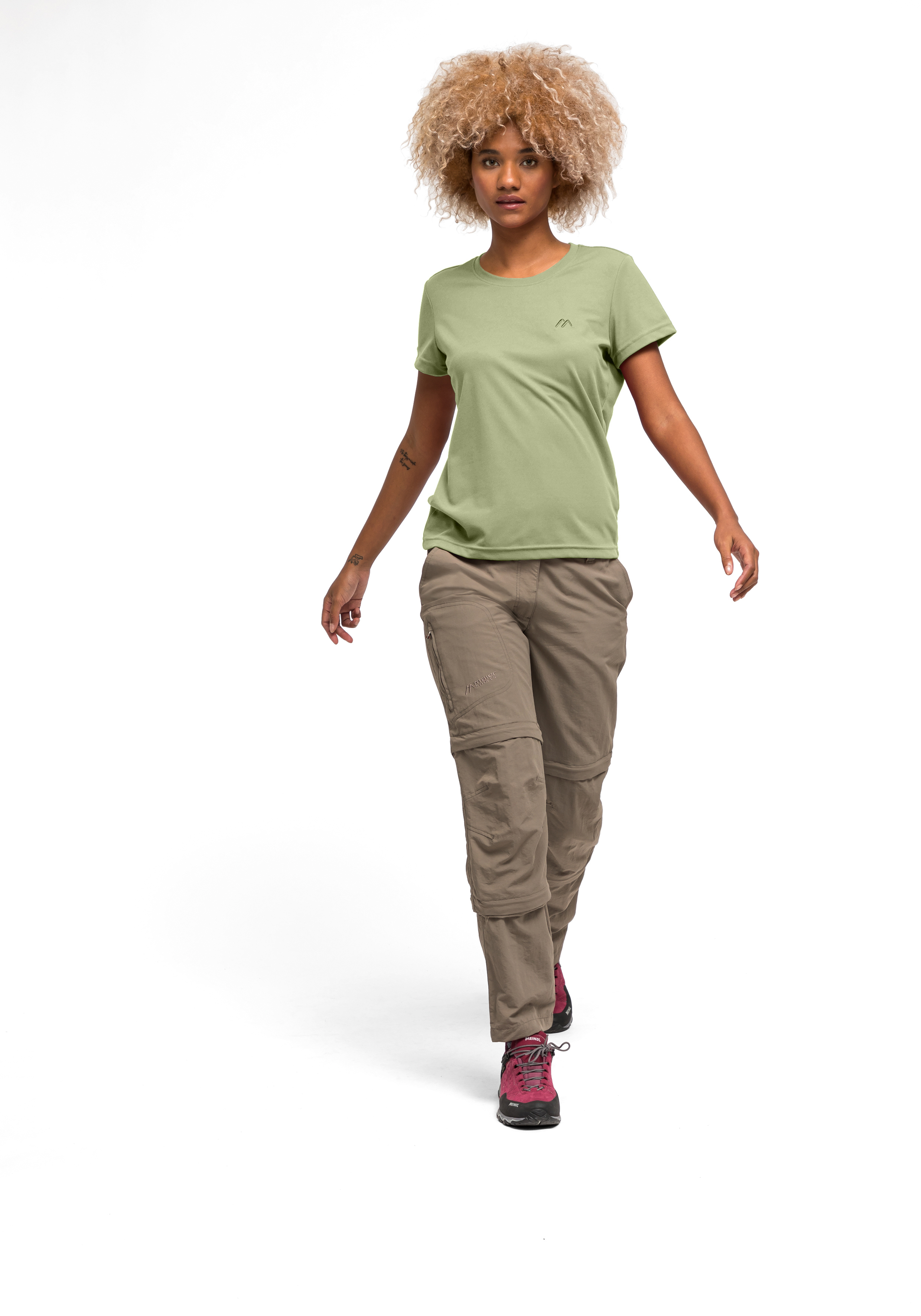 T-Shirt, Kurzarm, Rundhals, Olivegrün, Cargo-Hose, t-shirt, Baumwolle, olive, Cargo-Hose, Damen t-shirt