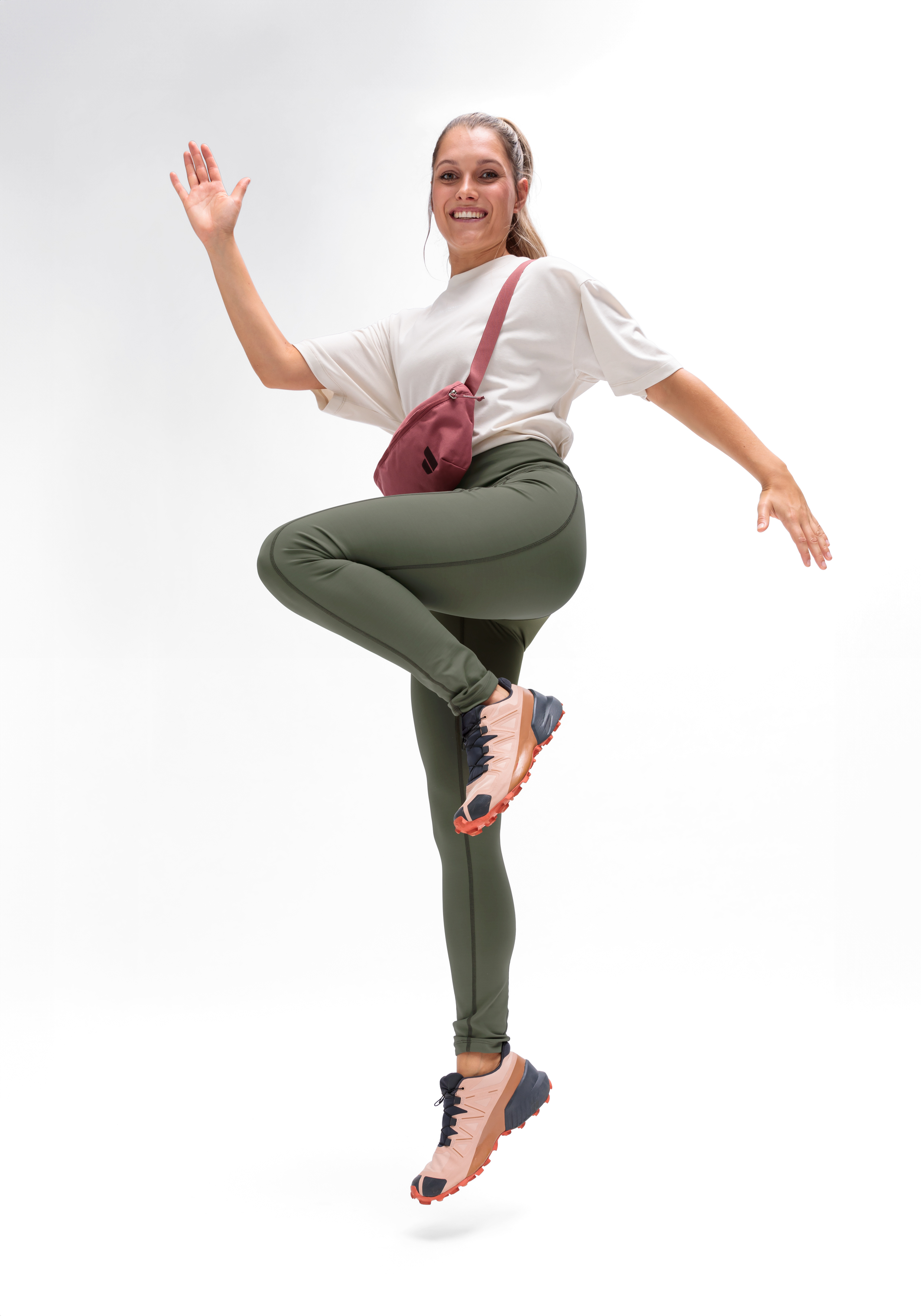 Tights, Leggings, Laufschuhe, sportliche Kleidung, Umhängetasche