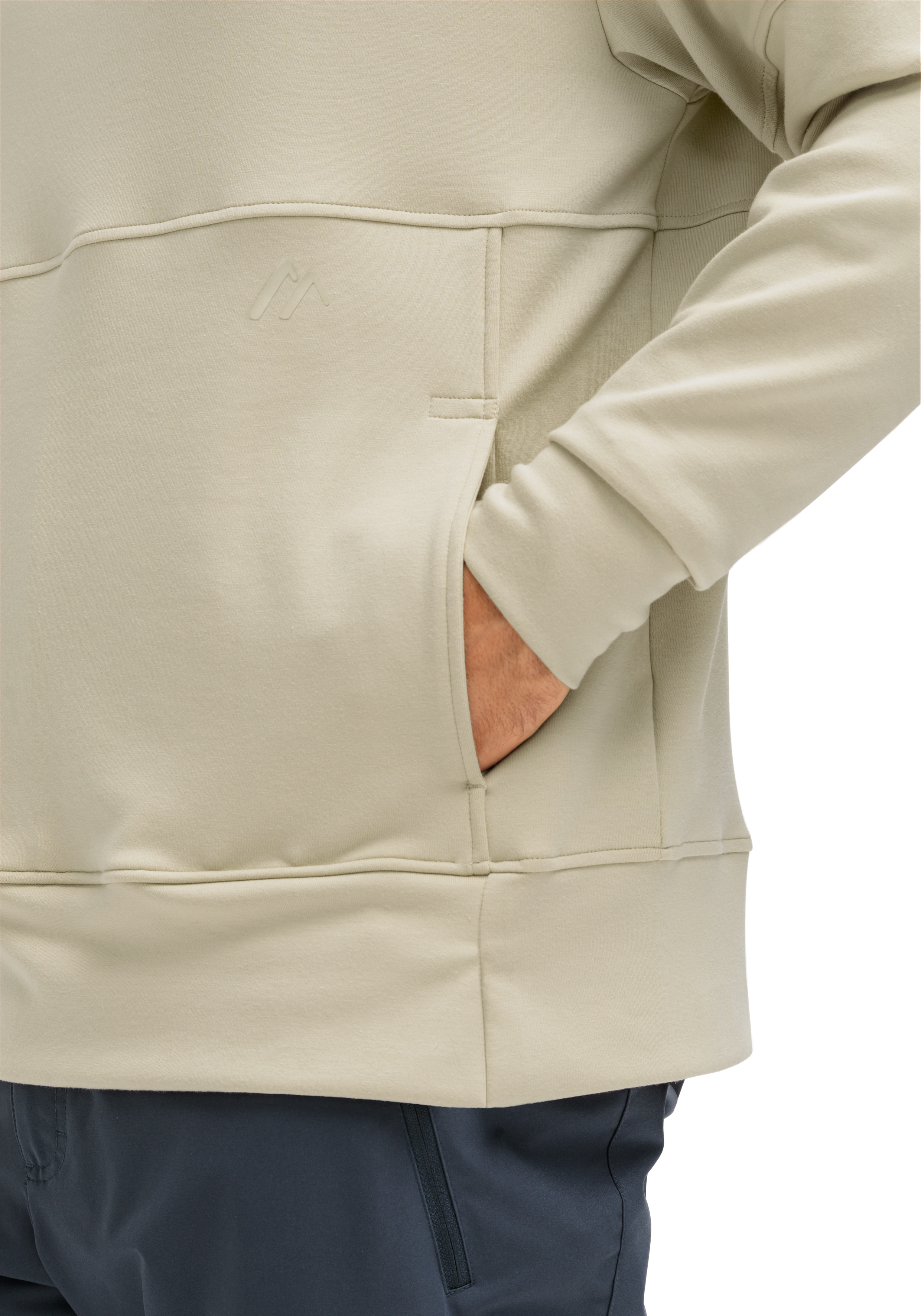 Hoodie, Beige, Kangurentasche, Fronttasche, Stoff