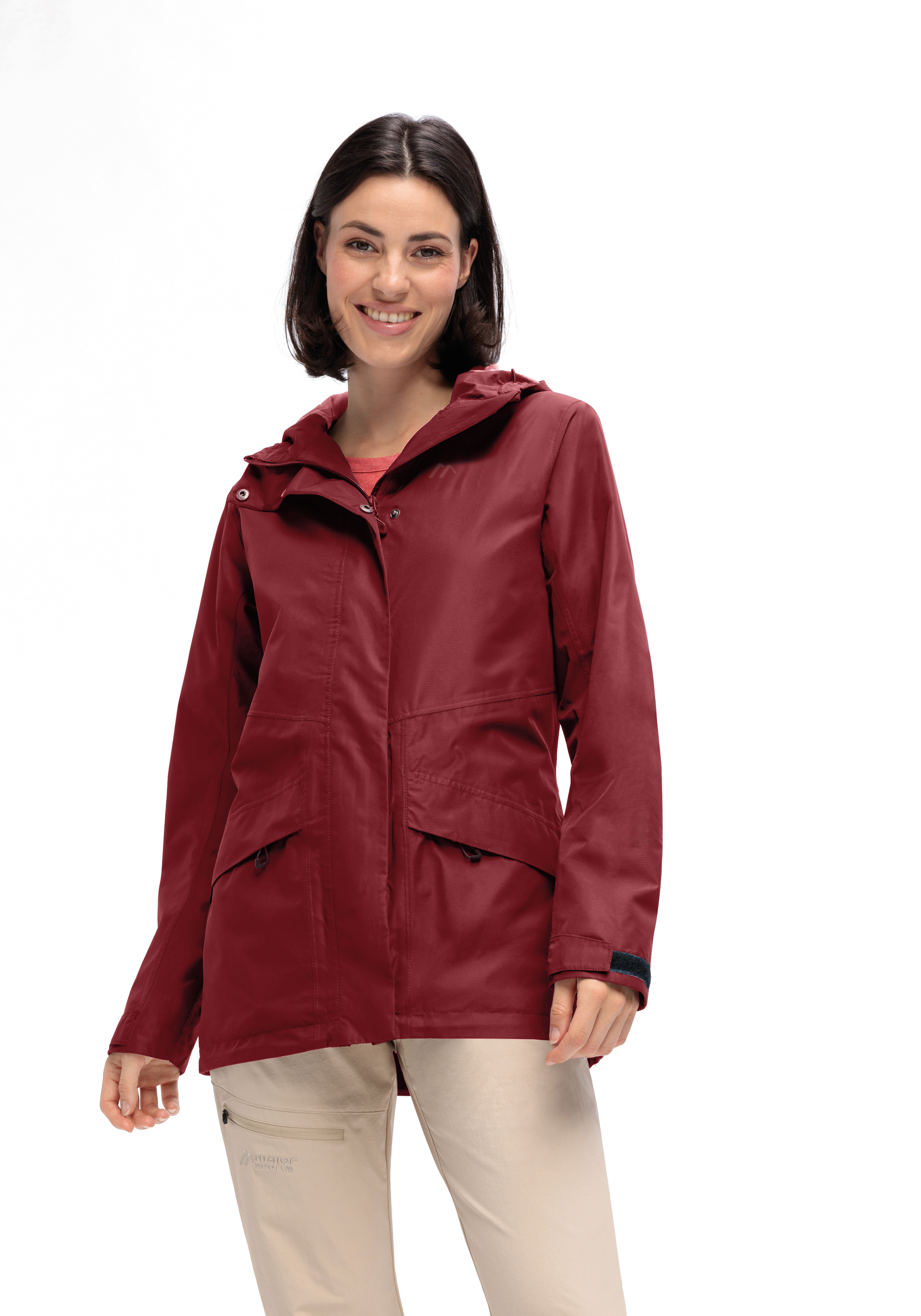 Regenjacke, Windjacke, Mantel, Kunststoffmaterial, rote Farbe