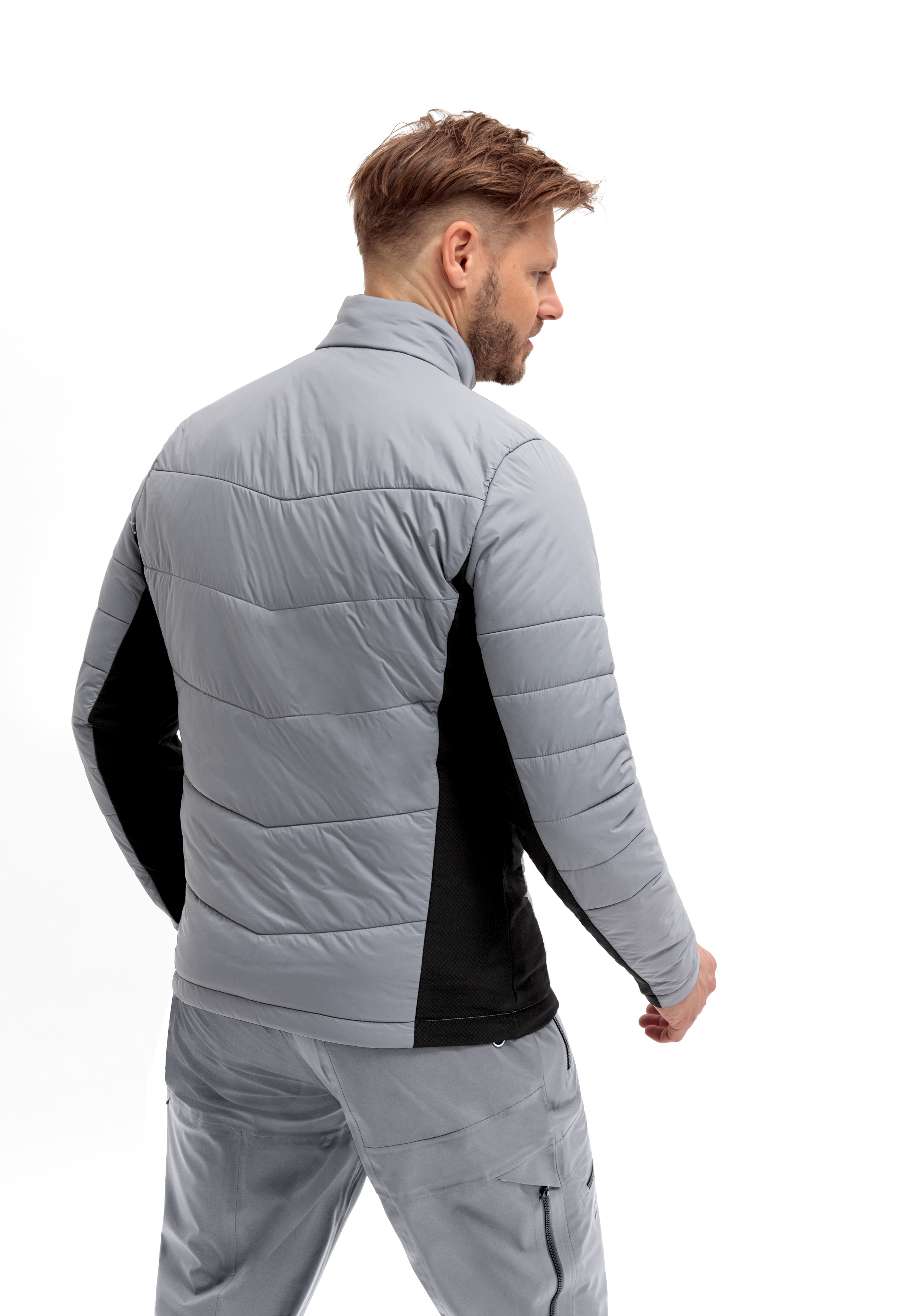 Marsicano Hyb Langarm, Mantel, Jacke, Mann, Person, Puffer-Jacke, Steppjacke, Grau, Seitentaschen, Mesh-Einsätze