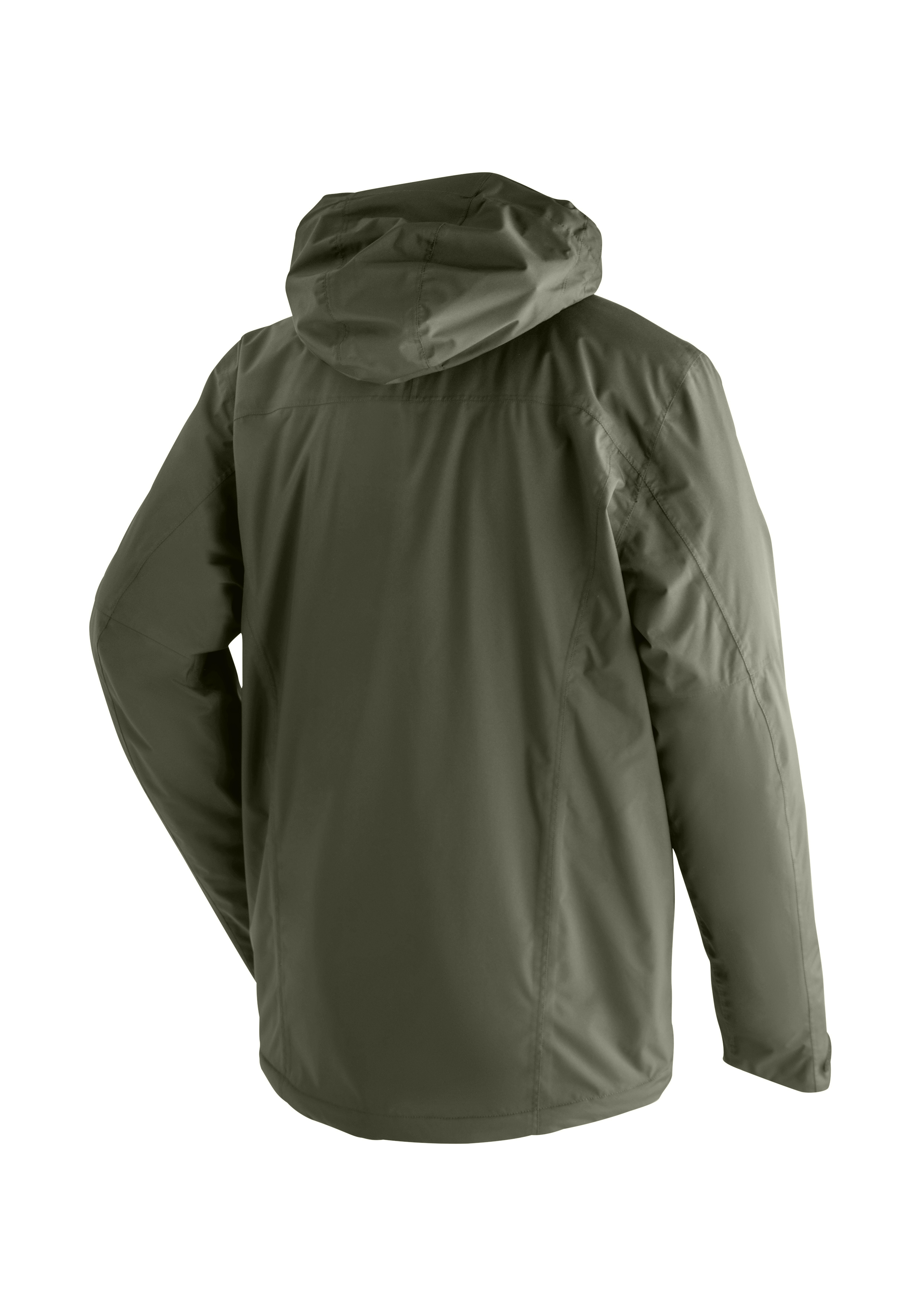 Hooded jacket, Olive green, Windbreaker, Long sleeves, Back view
