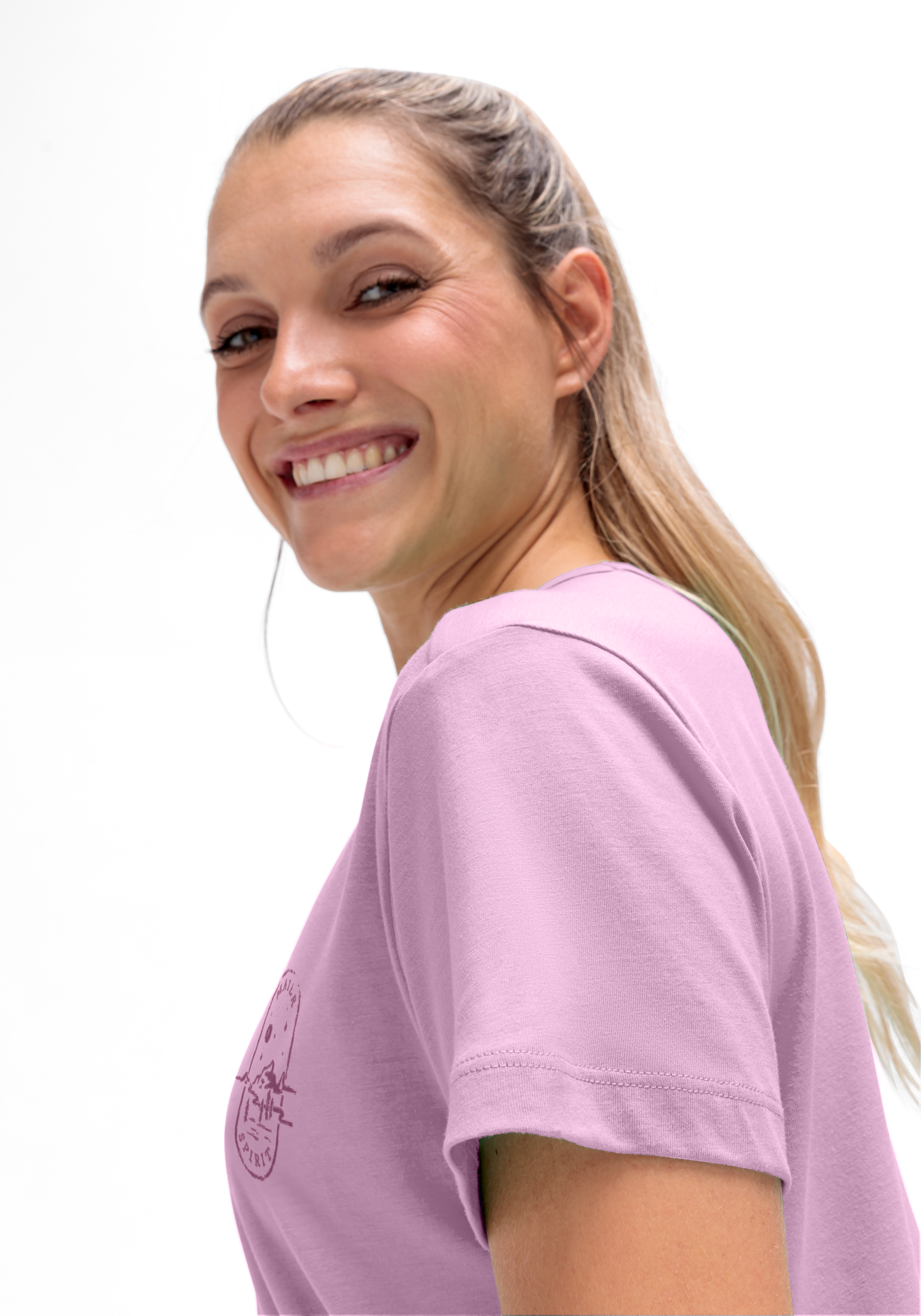 T-Shirt, Kurzarm, Flieder, Rundhals, Druck/Logo