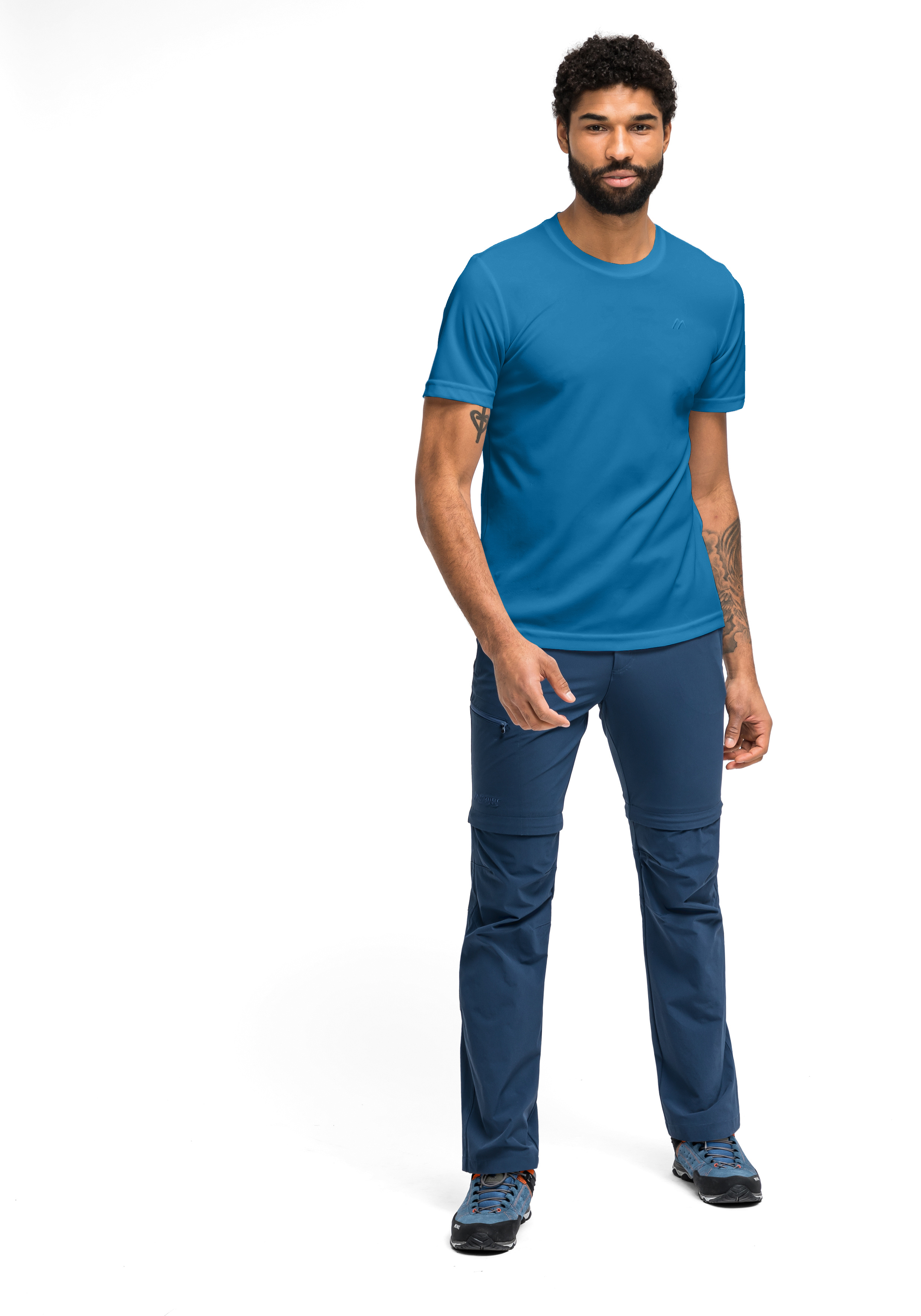 T-Shirt, Kurzarm, Uni, Hose, Outdoor-Set, T-Shirt, Kurzarm, Einfarbig, Blau, Alltagstauglich
