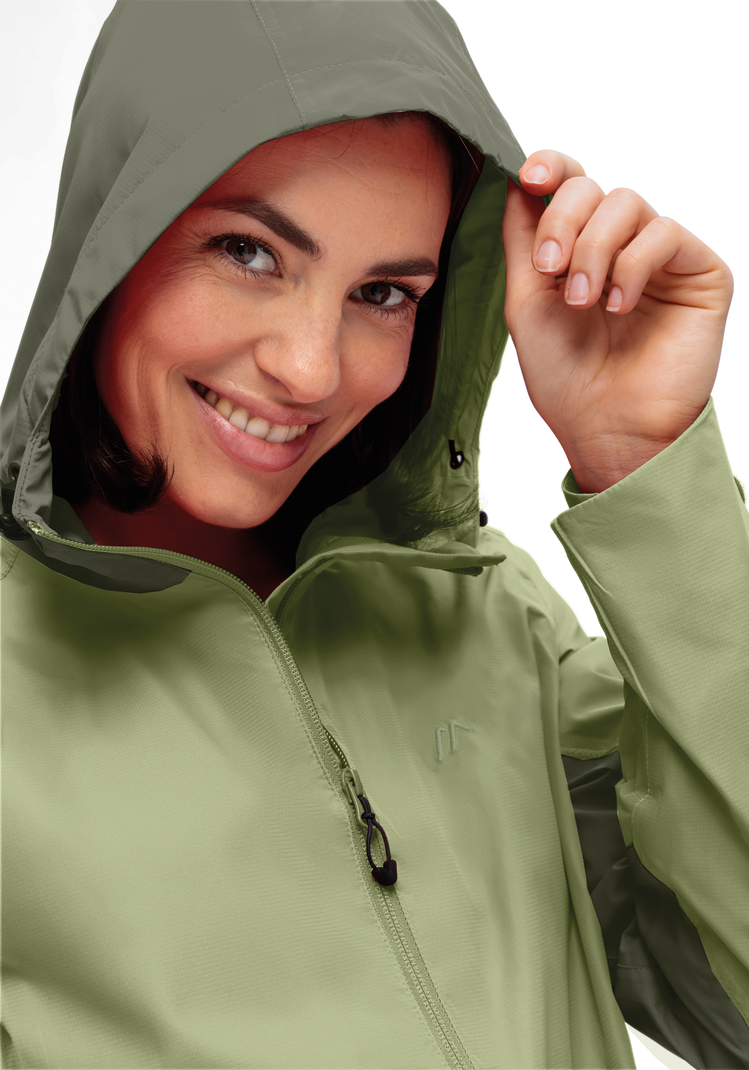 Hooded jacket, Windbreaker, Light green, Zipper, Jacket hood