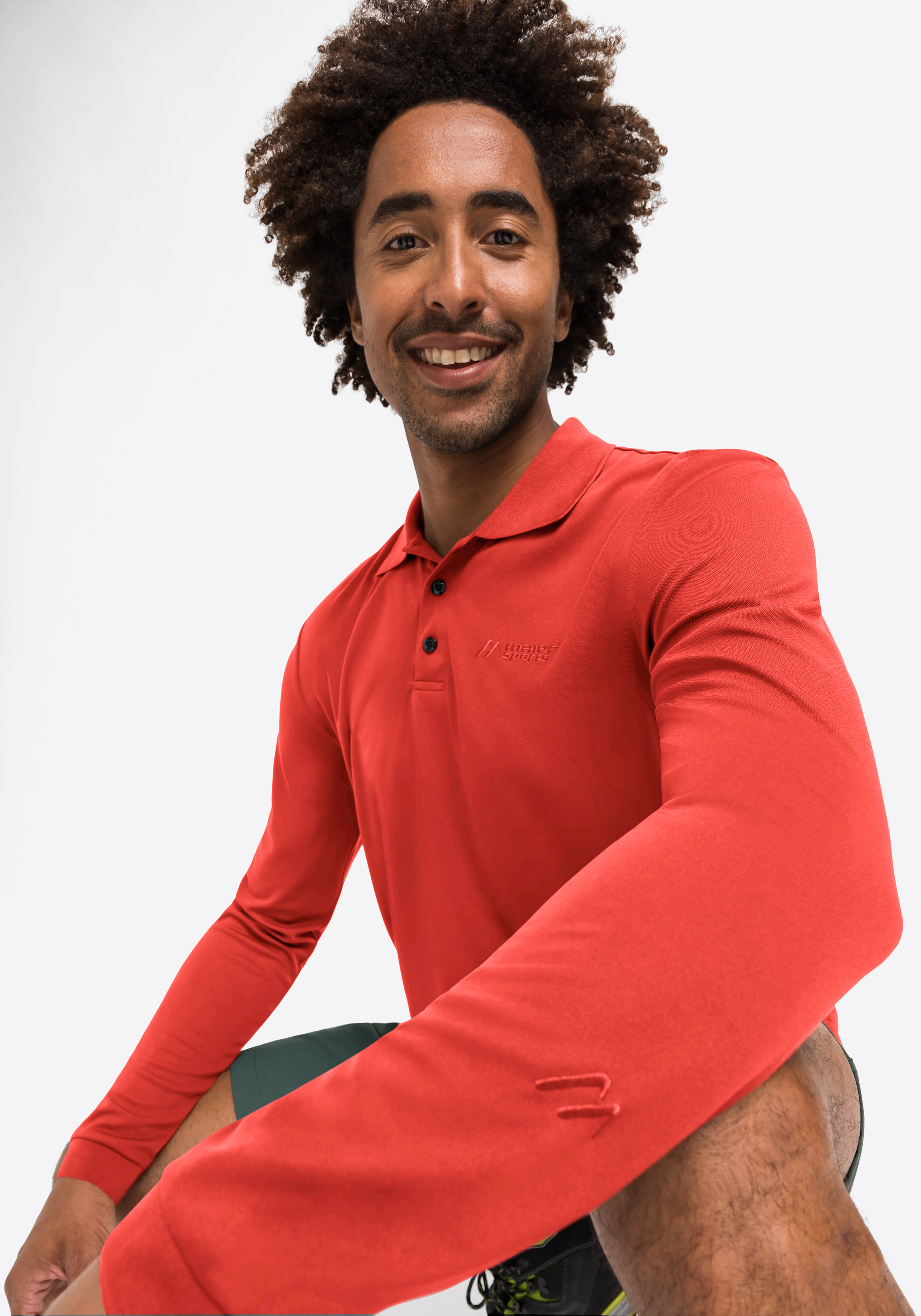 Polohemd, Longsleeve, Roter Farbton, Sportbekleidung, Kragen polo