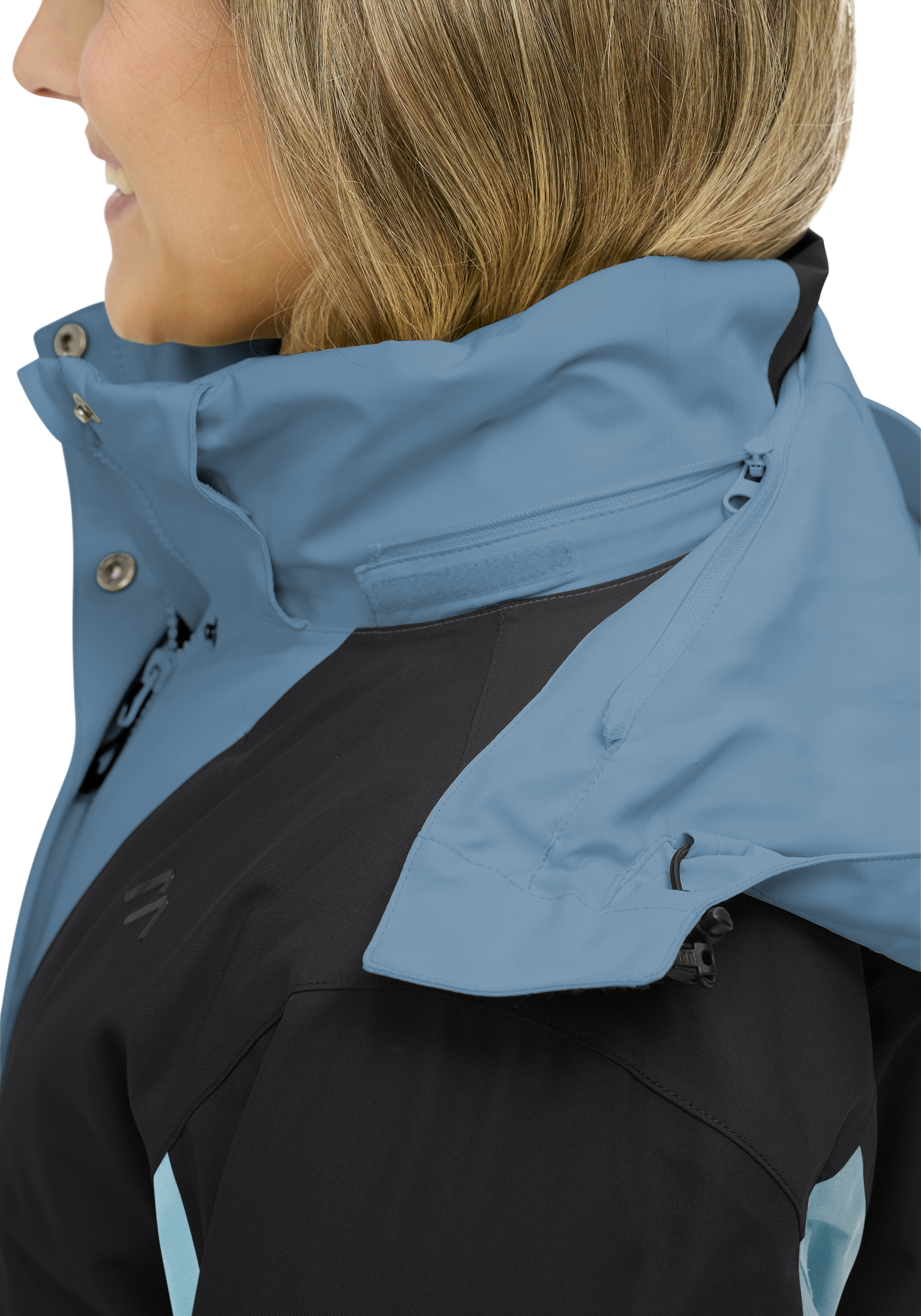 jacke, kapuze, blau, reißverschluss, gefüttert