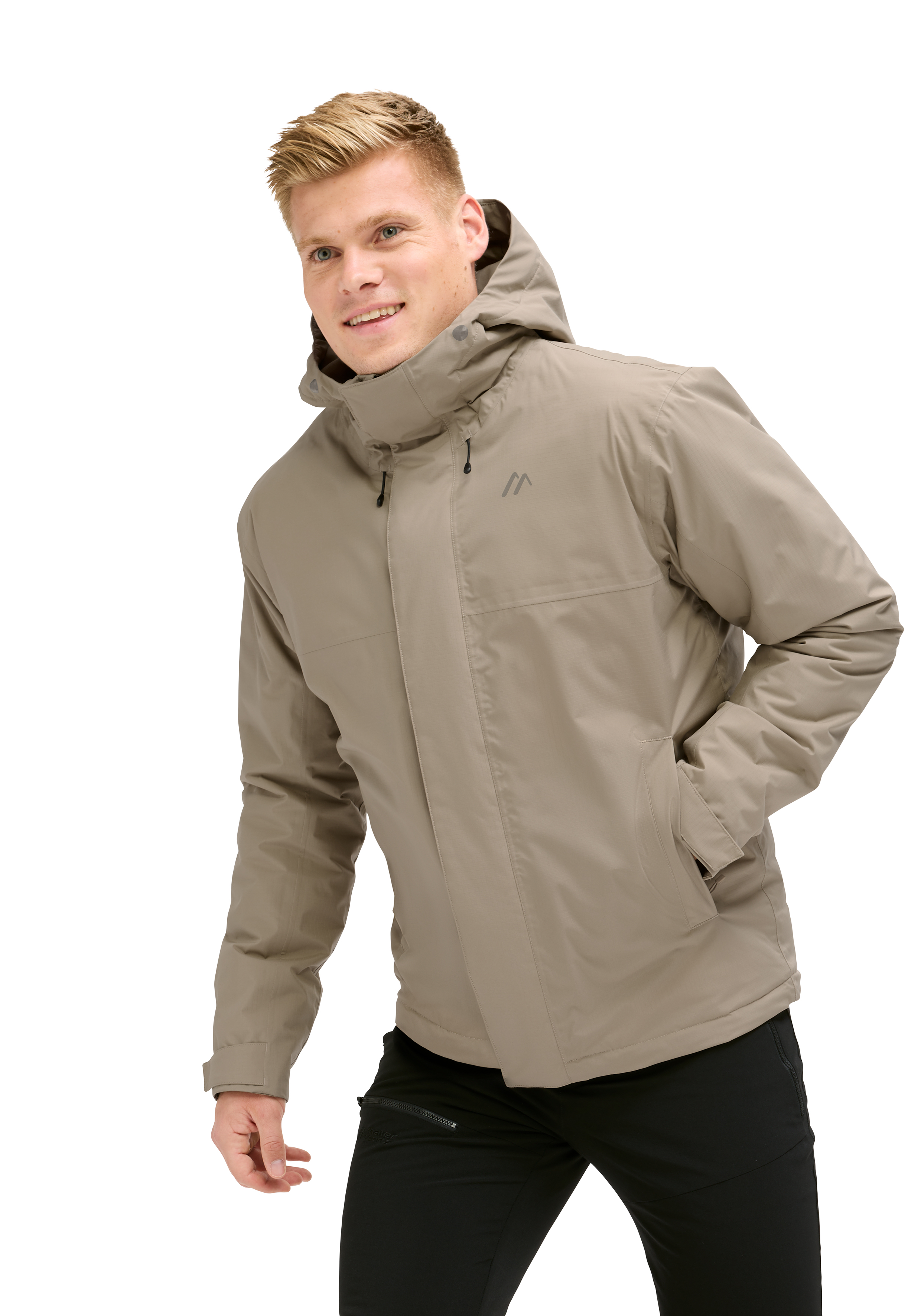 Elite Warm M Hardshell-Jacke, Beige Jacke, Kapuze Jacke, Windbreaker, Outdoor Jacke