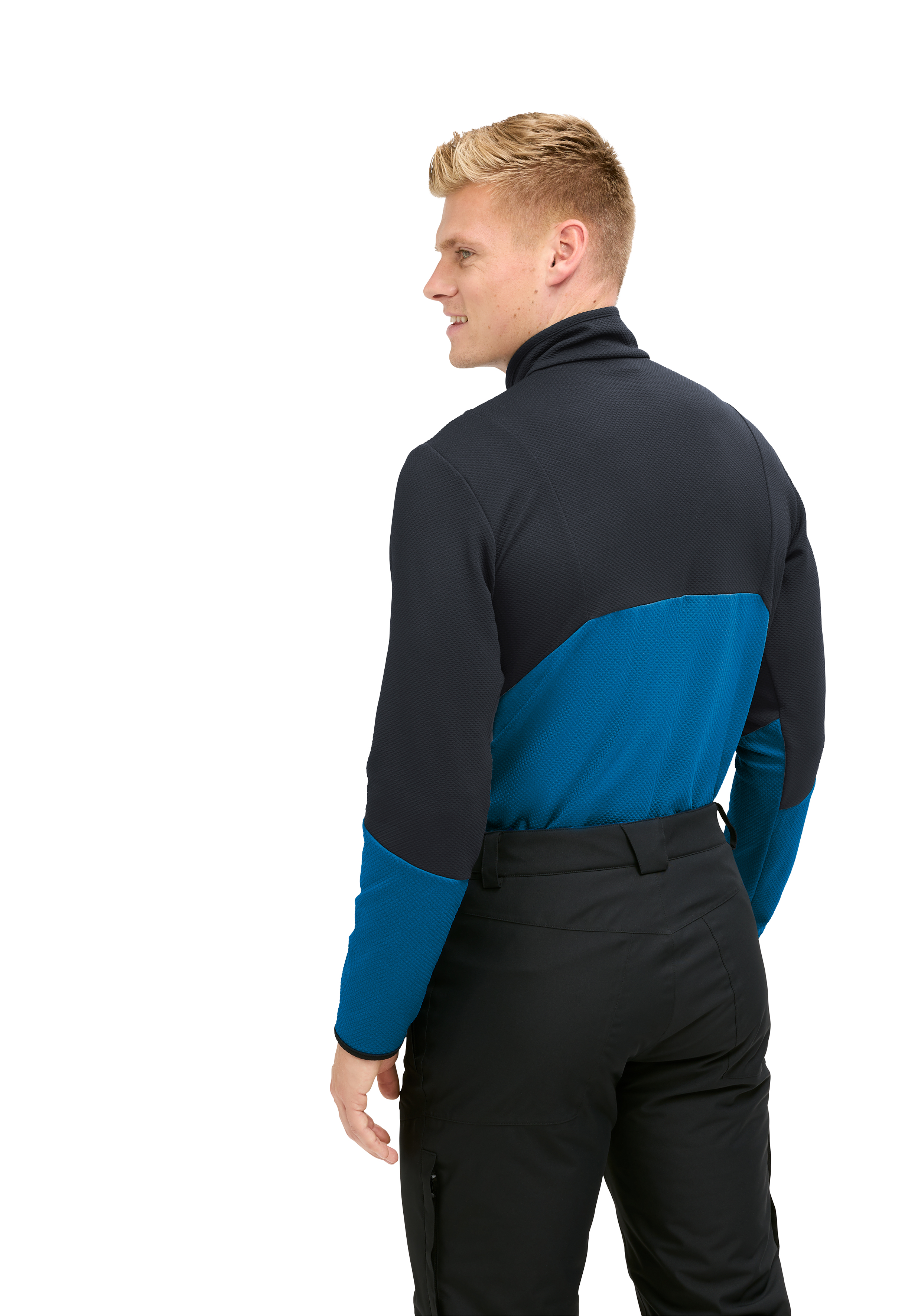 Lipno HZ M Fleecejacke, Farbblock, blau, schwarz, lange Ärmel