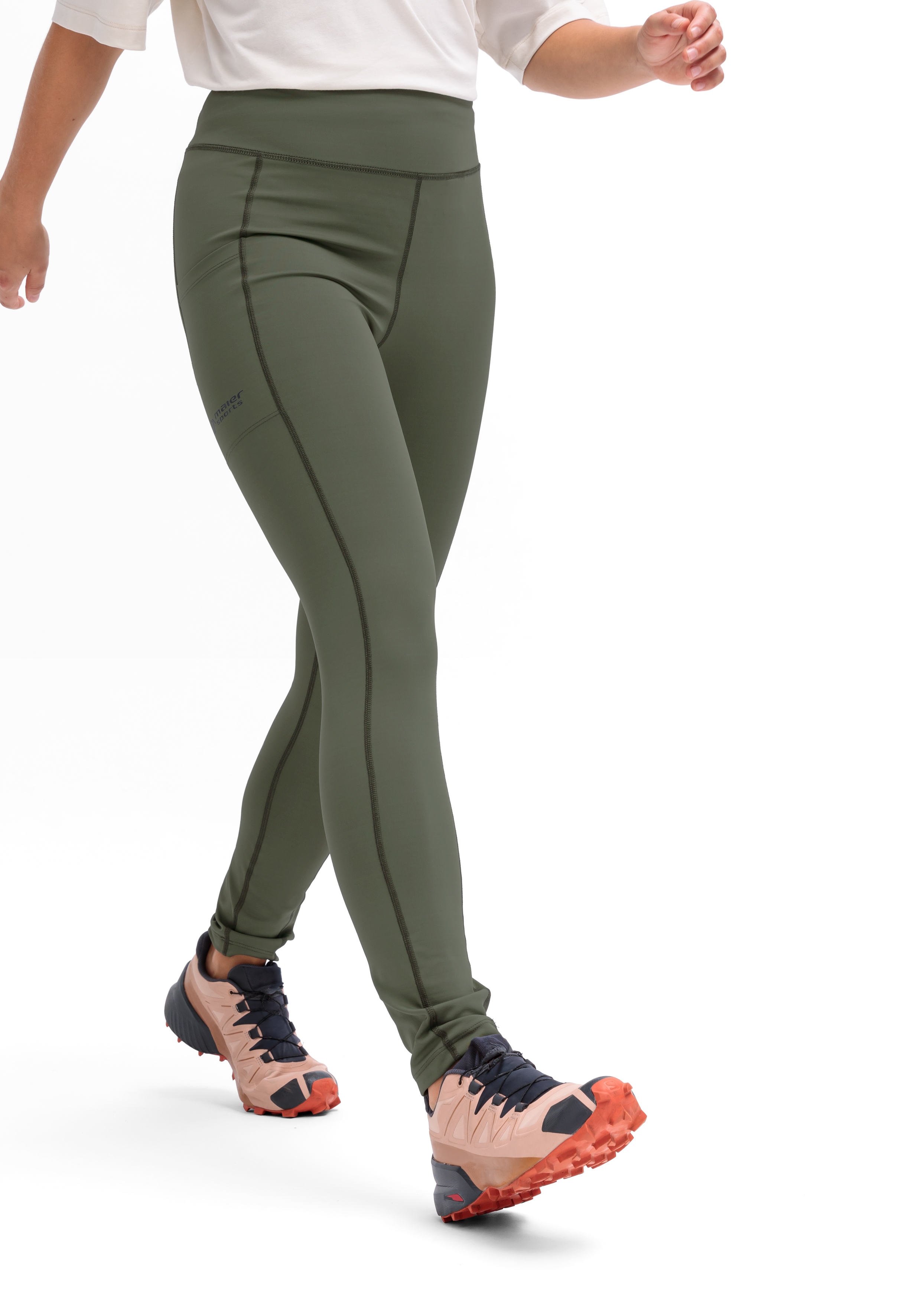 leggings, olive, high-waisted, tights, running shoes