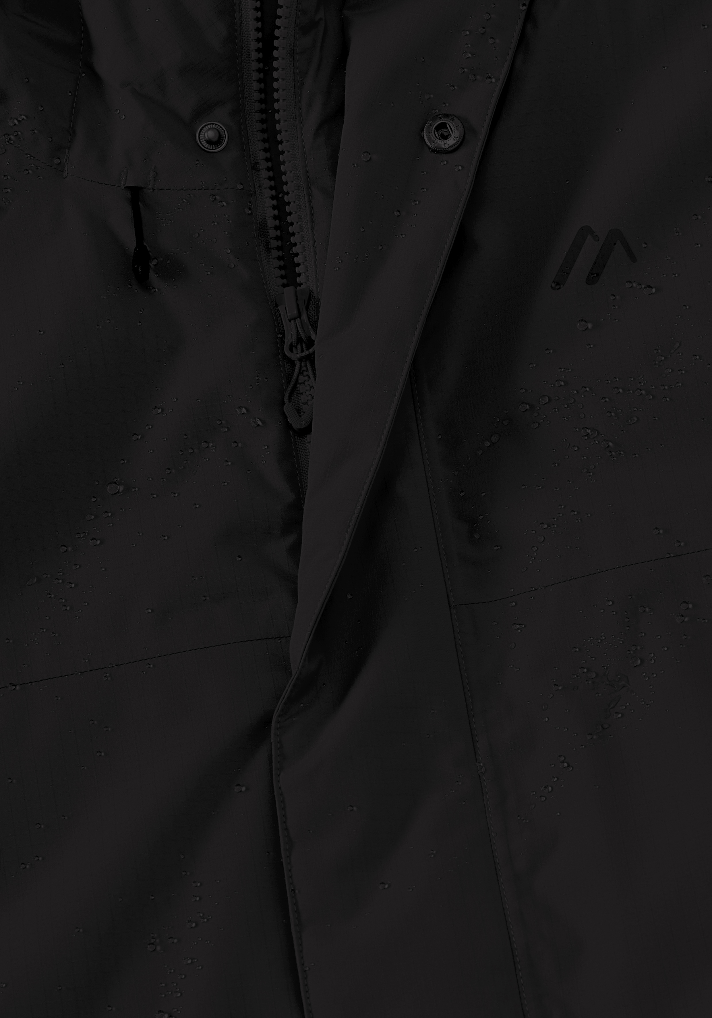 Elite Warm M Regenmantel, Schwarz, Reißverschluss, Wasserabweisend, Klettverschluss