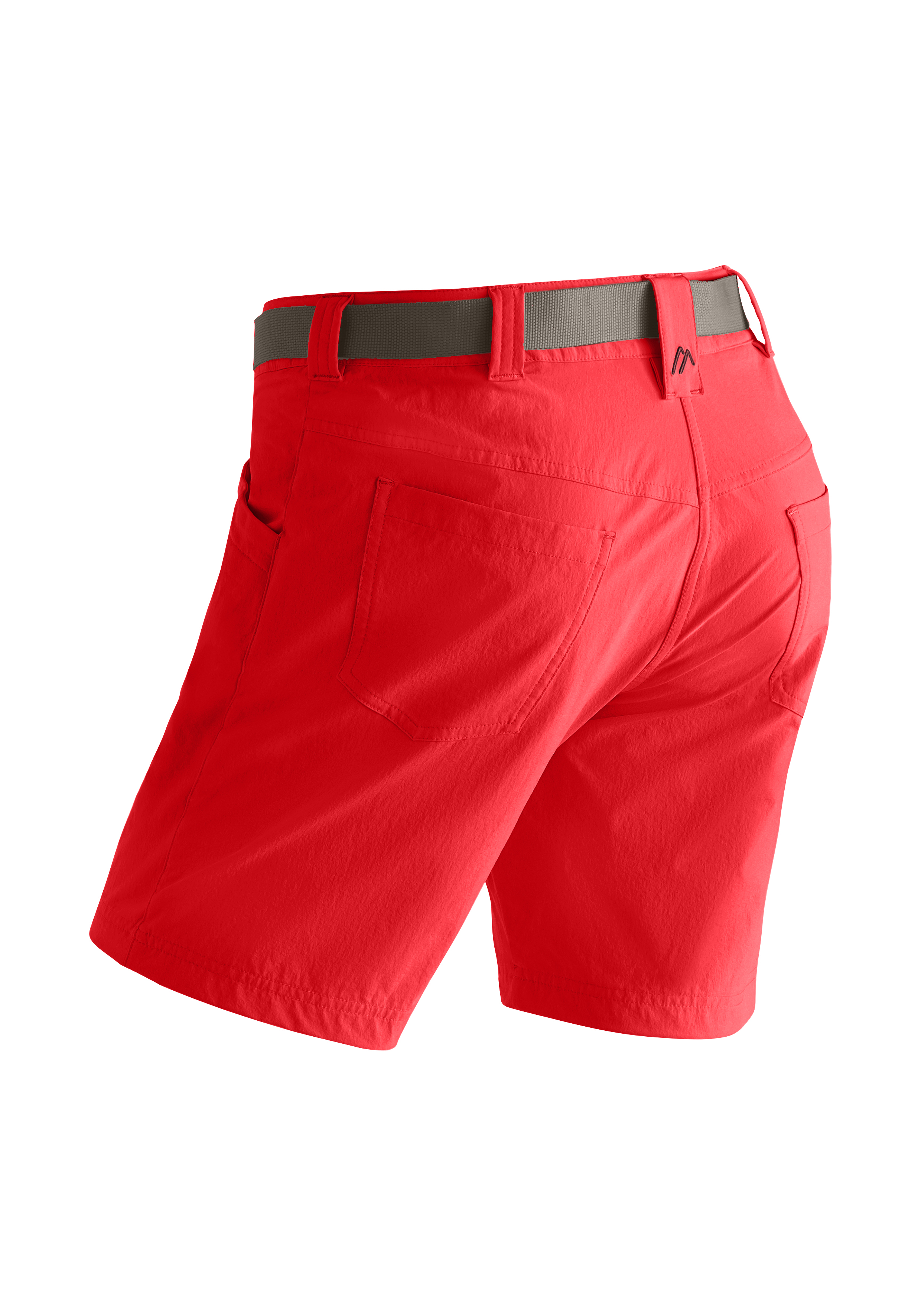 shorts, rot, Gürtel, Tasche, Rückansicht