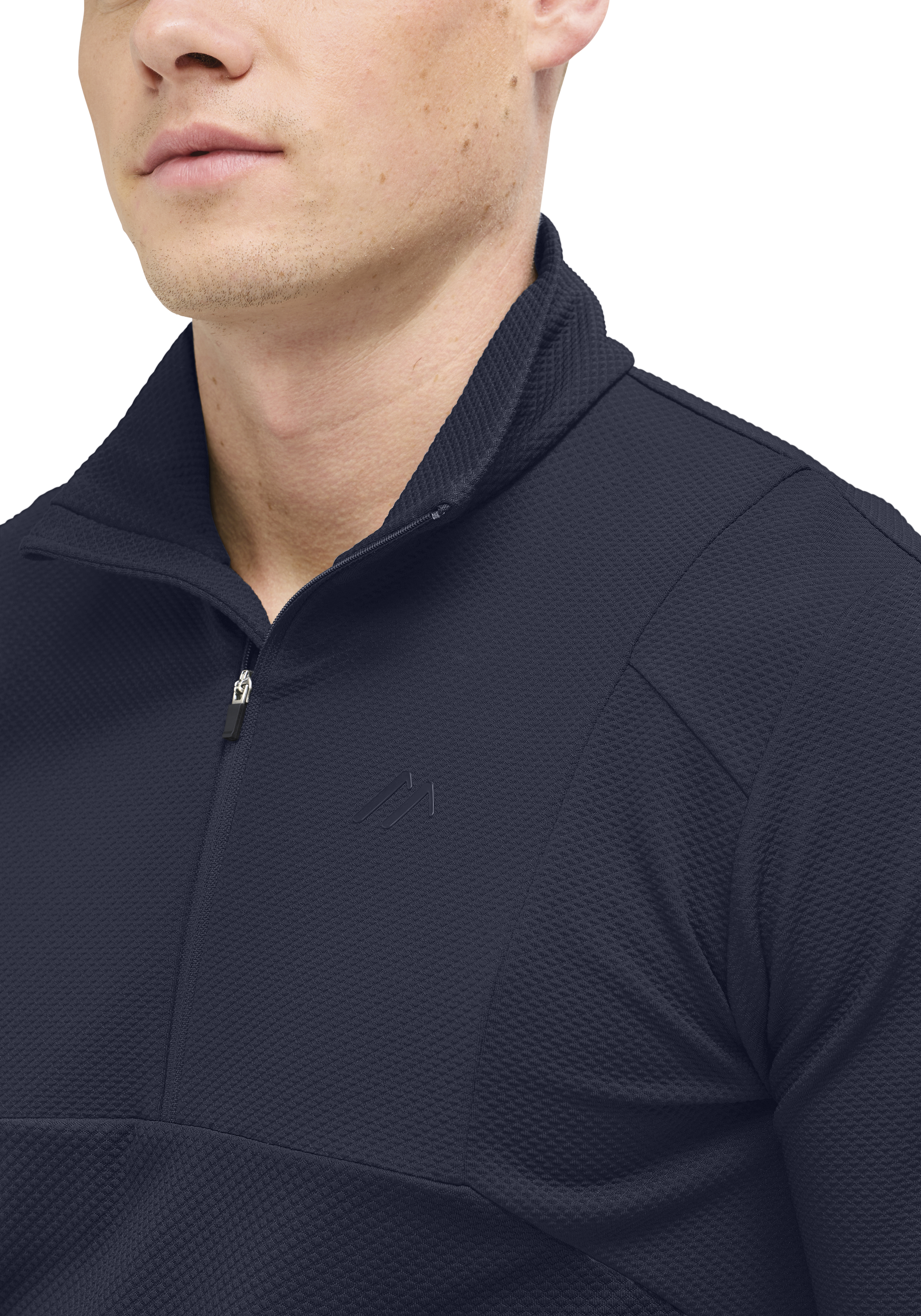 Lipno HZ M Polo-Shirt, Zip-Pullover, Dunkelblau, Textured fabric, Kragenhöhe
