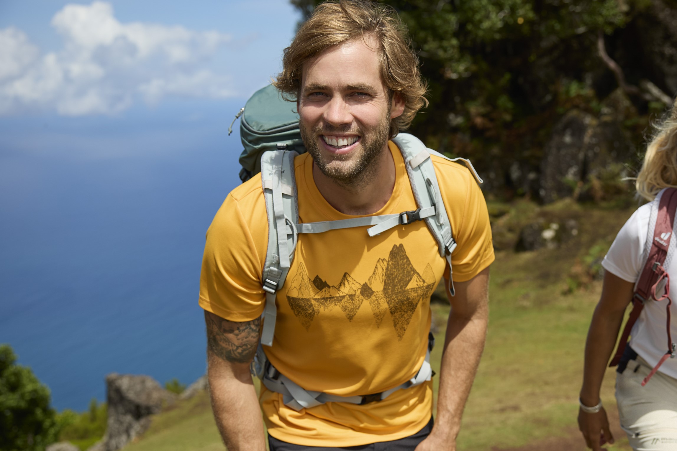 Wandern, Person, Tasche, T-shirt, Mann