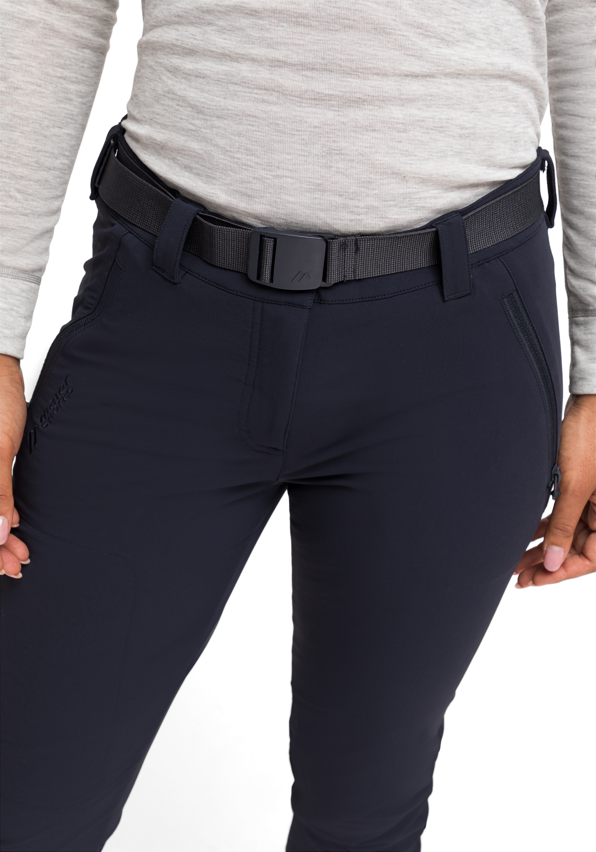 Lana slim Hose, Gürtel, Navy, Seitentasche, Reißverschluss