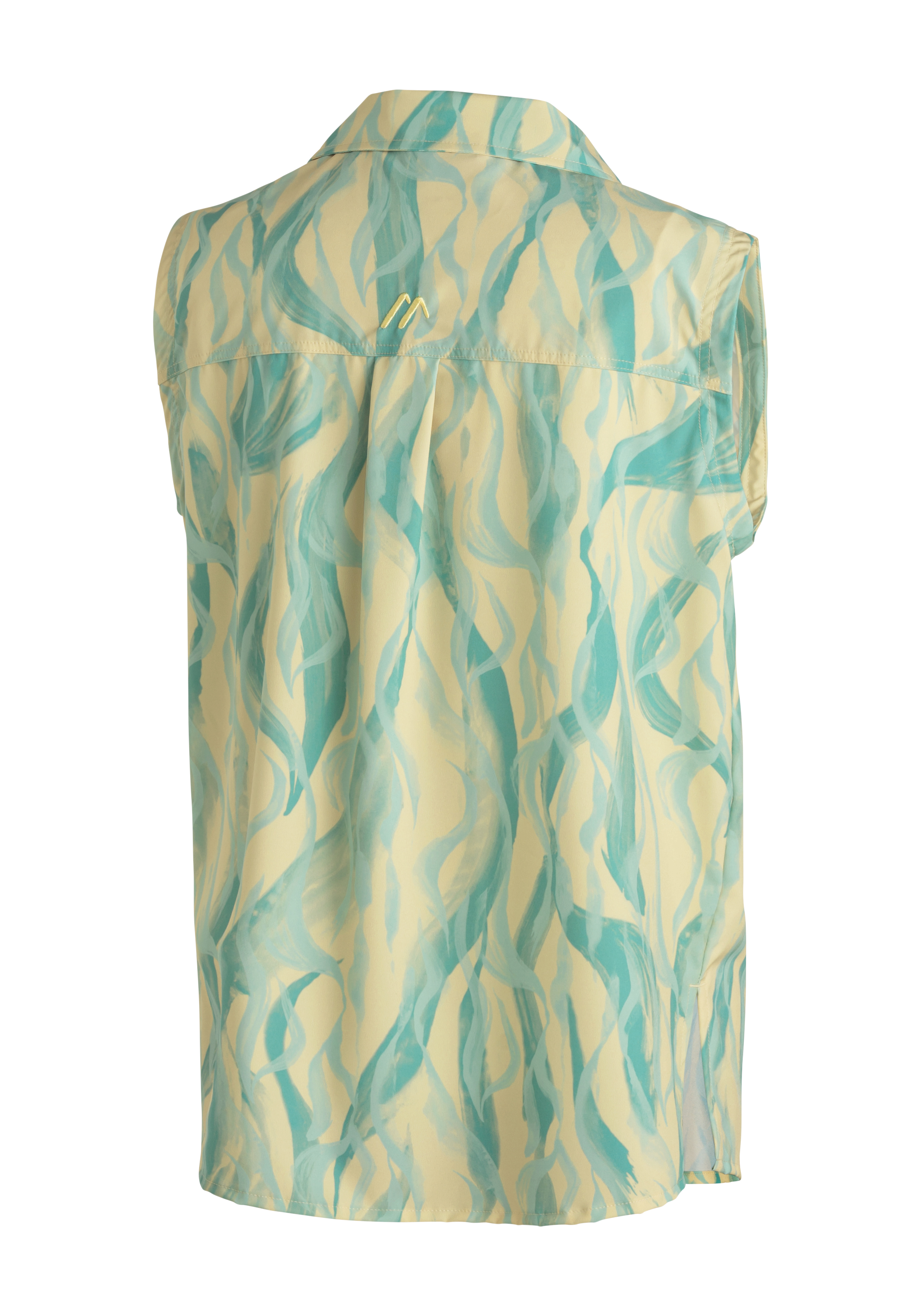 Weste, Ärmellos, Hemdblusenkleid, Muster-Print, Aqua-Blau