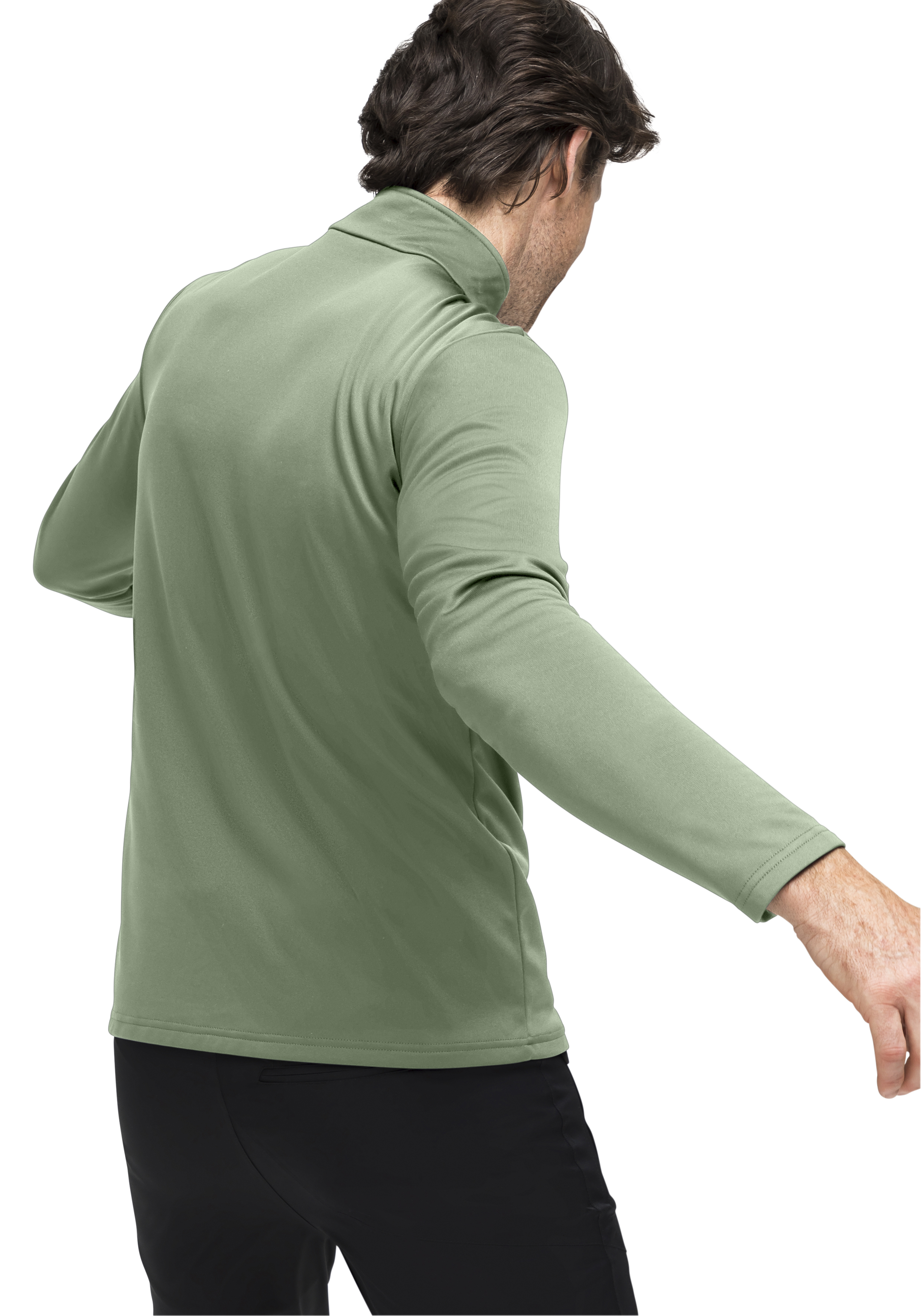 Langarmshirt, Polo-Shirt, Weiche Stoff, Olive Green, Manschettenärmeln