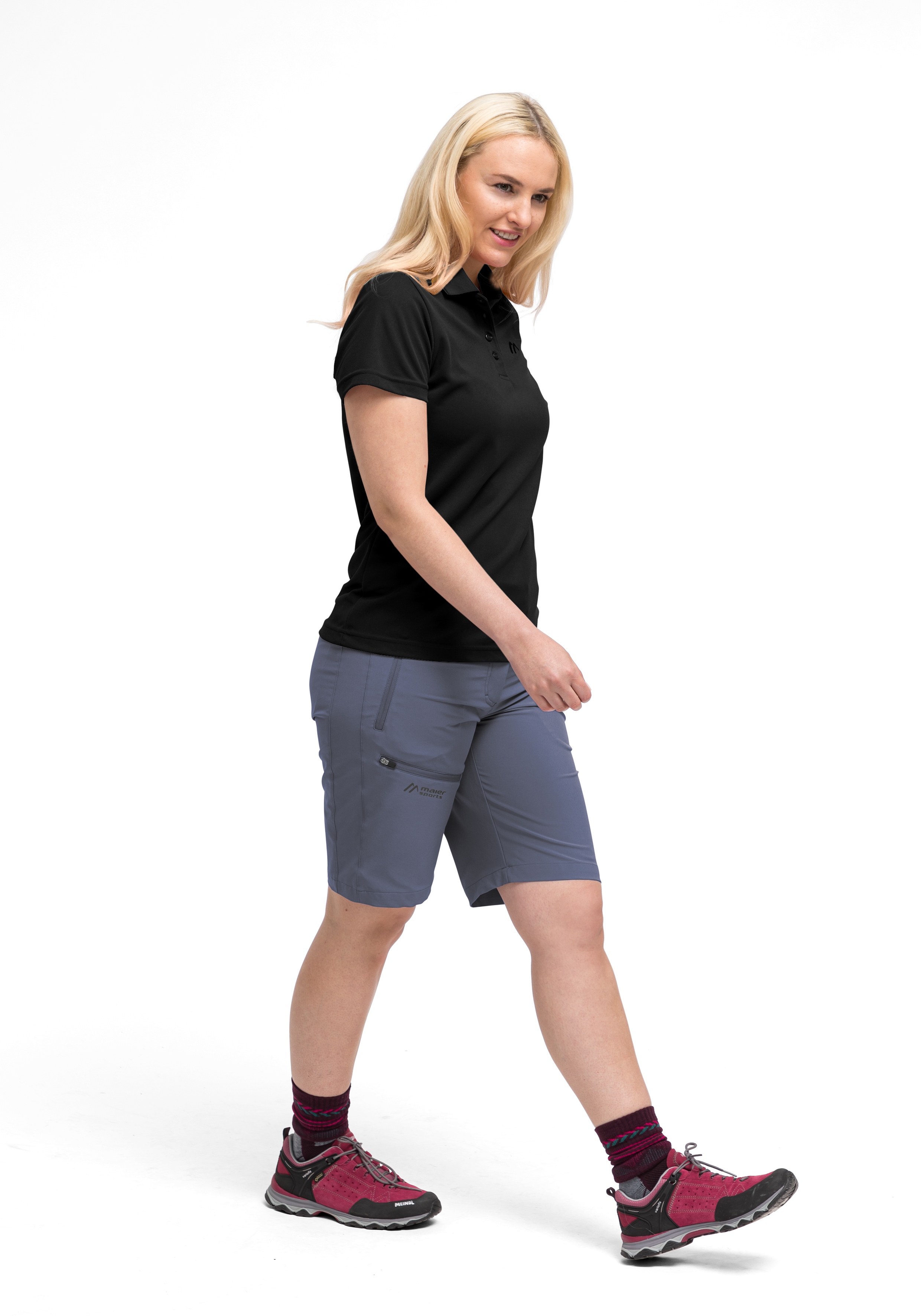 Polohemd, Kurzarm, Schwarz, Polo-Shirt, Fahrradshorts, Polohemd, schwarz, Shorts, Damen, Sport