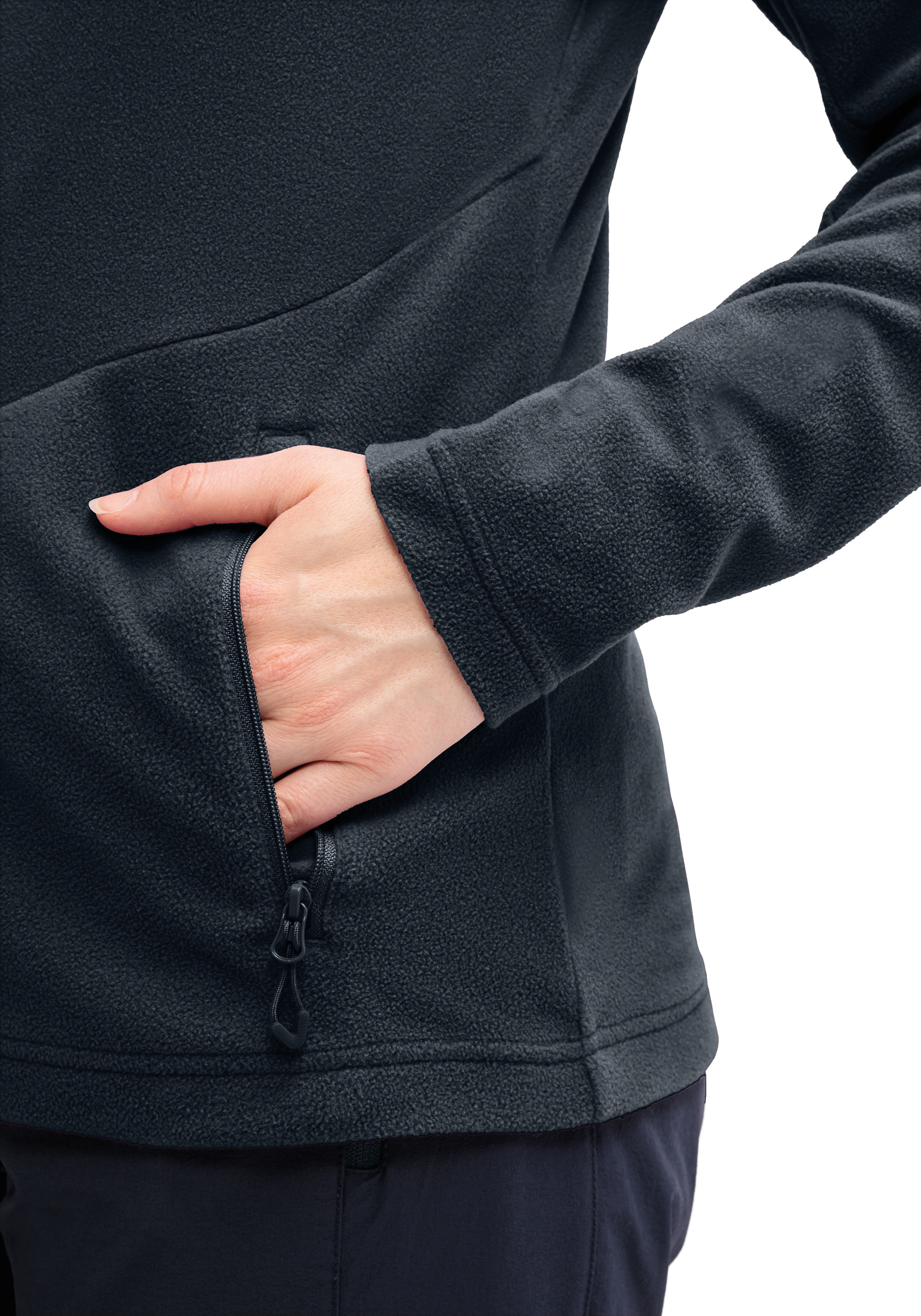 Fleece, Reißverschluss, Kapuzenjacke, Taschen, Dunkelgrau