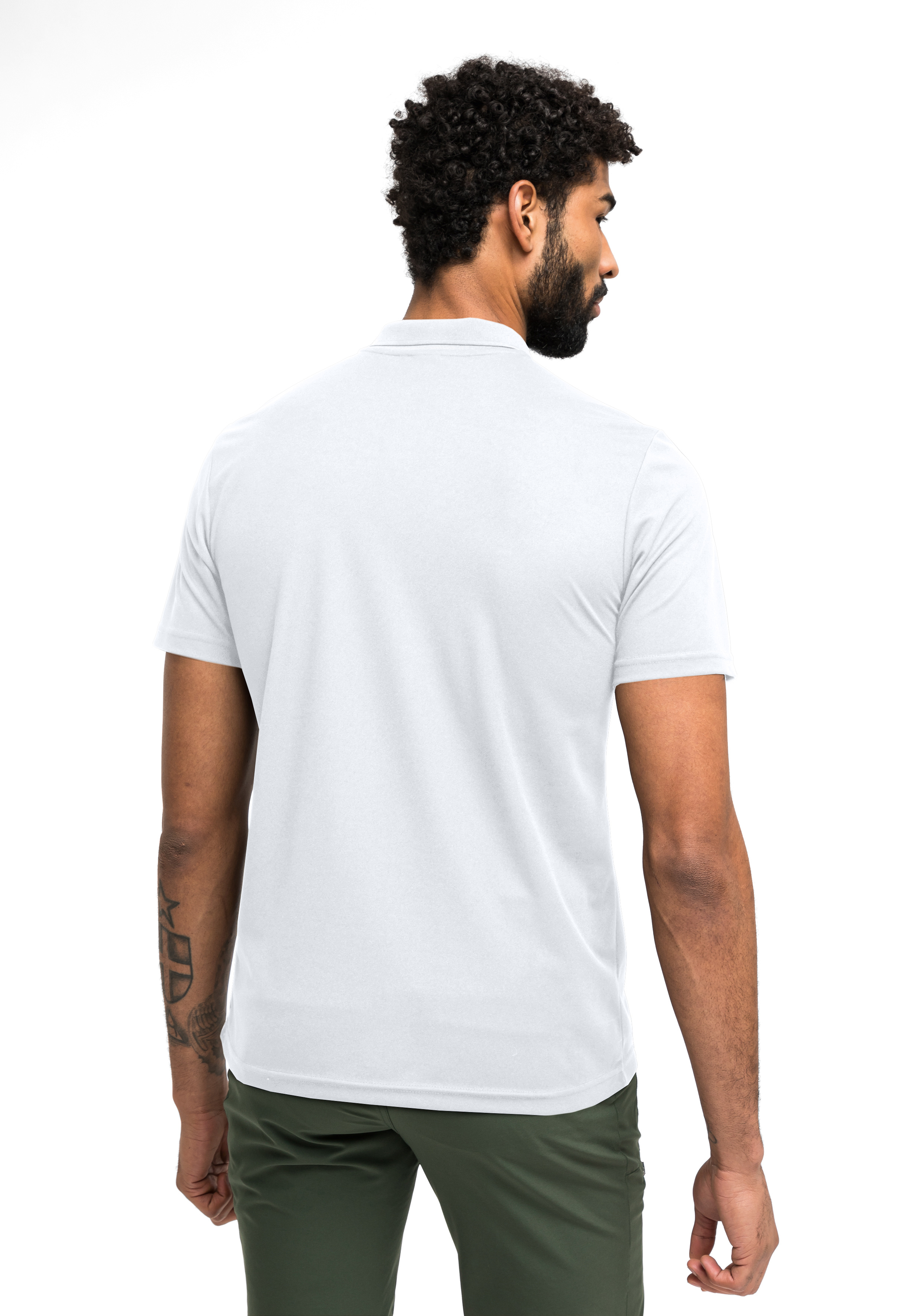 Polohemd, Kurzarm, Weiß, Baumwolle?, Rückansicht, polo Shirt, T-Shirt, kurzarm, weiß, Rückenansicht