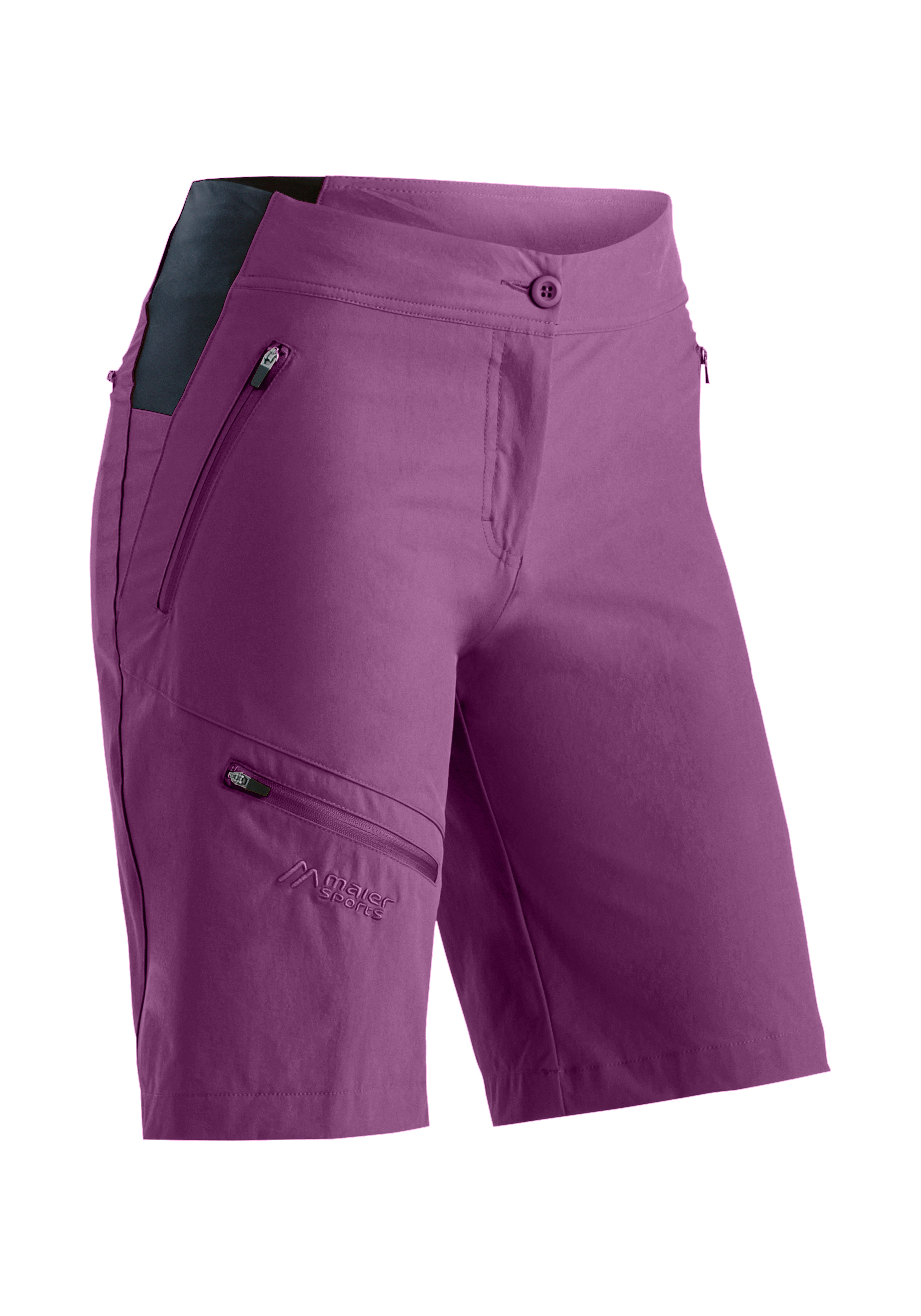 Shorts, Purple, Zip pockets, Cargo pocket, Stretch fabric