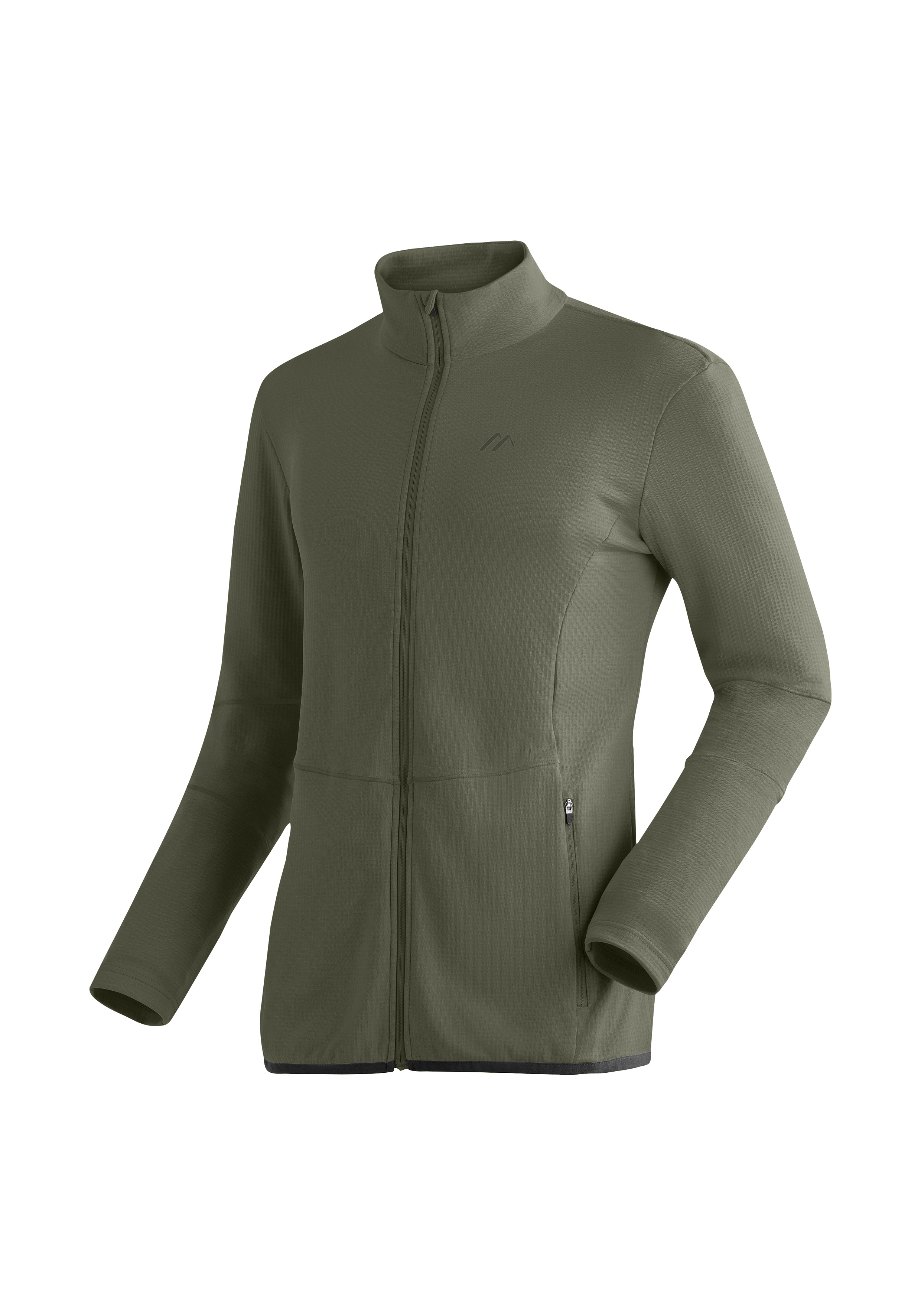 Sinaia M Fleecejacke, Reißverschluss, Langarm, Olivegrün, Seitentaschen