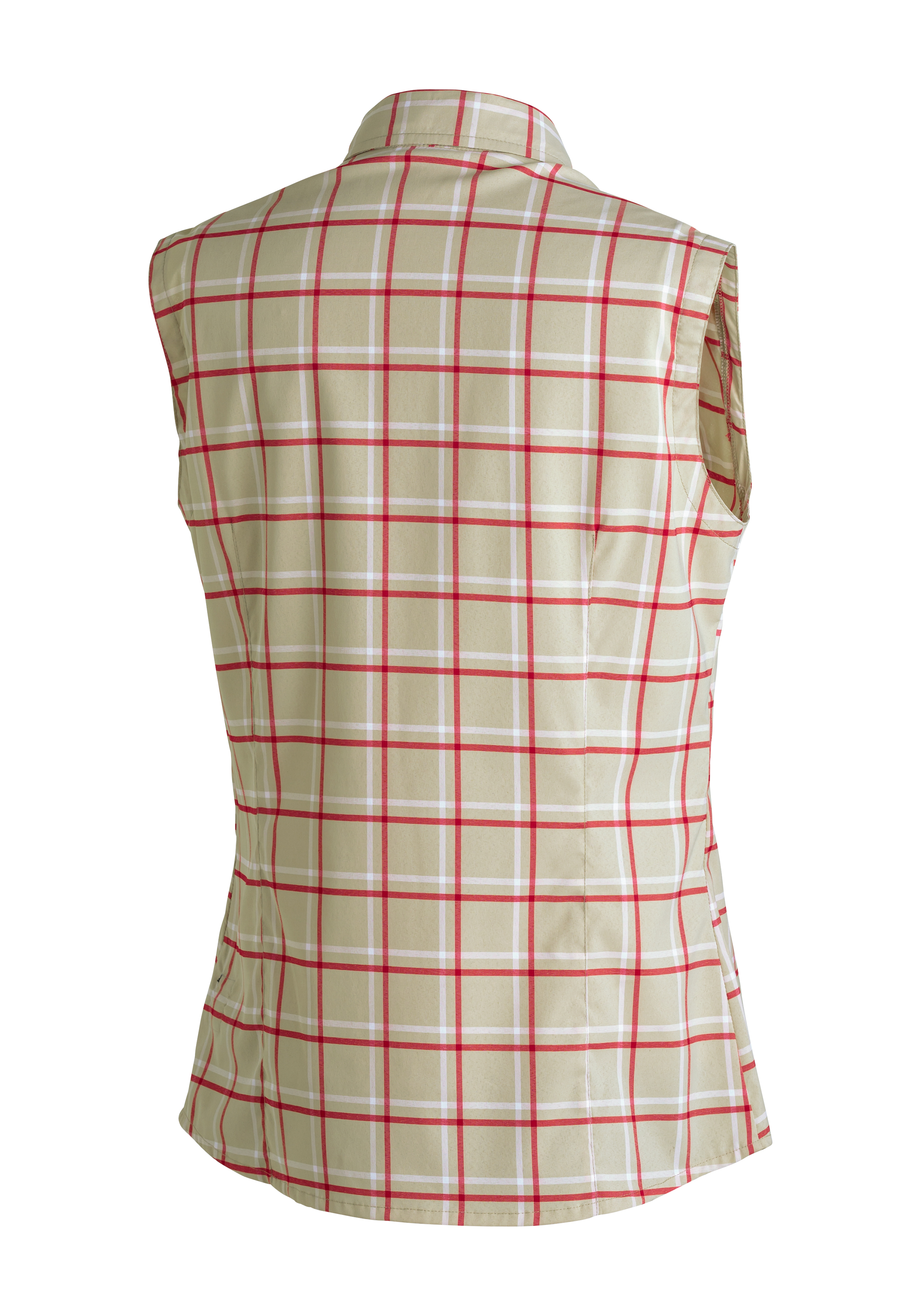 Plastron, Ärmellose Hemd, Karo, Beige, Reduktes Muster