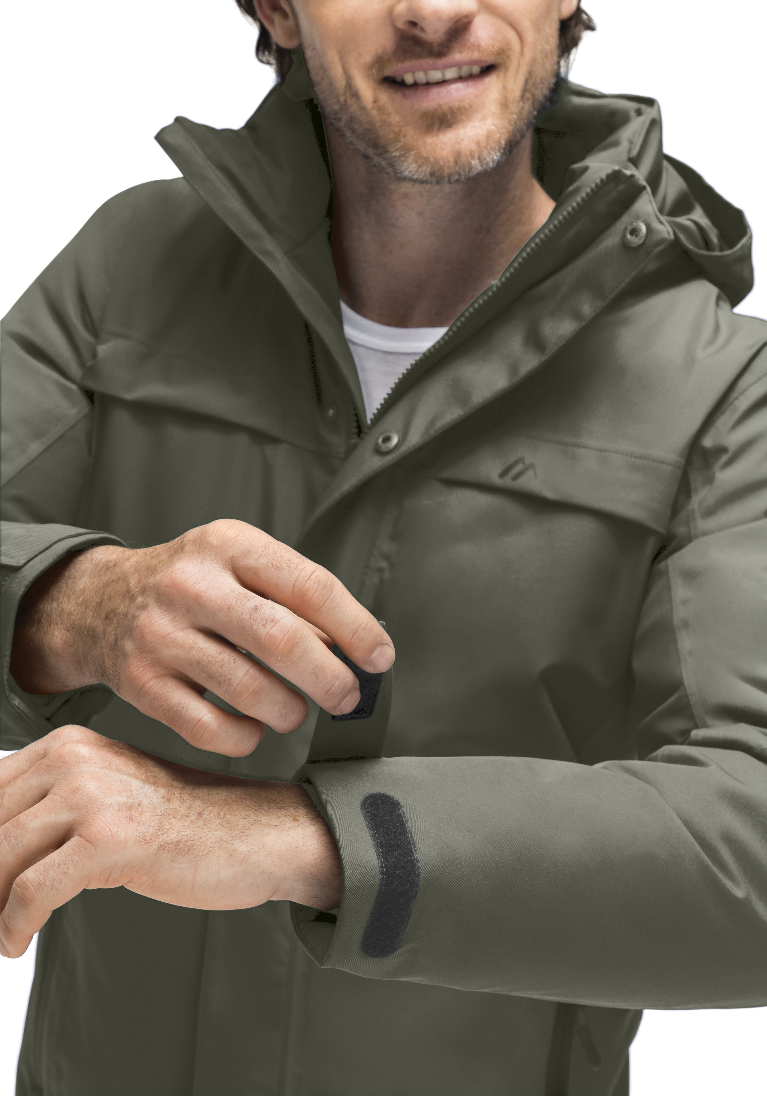 Peyor M Regenjacke, Herrenjacke, Olivegrün, Klettverschluss, Ärmel Velcro