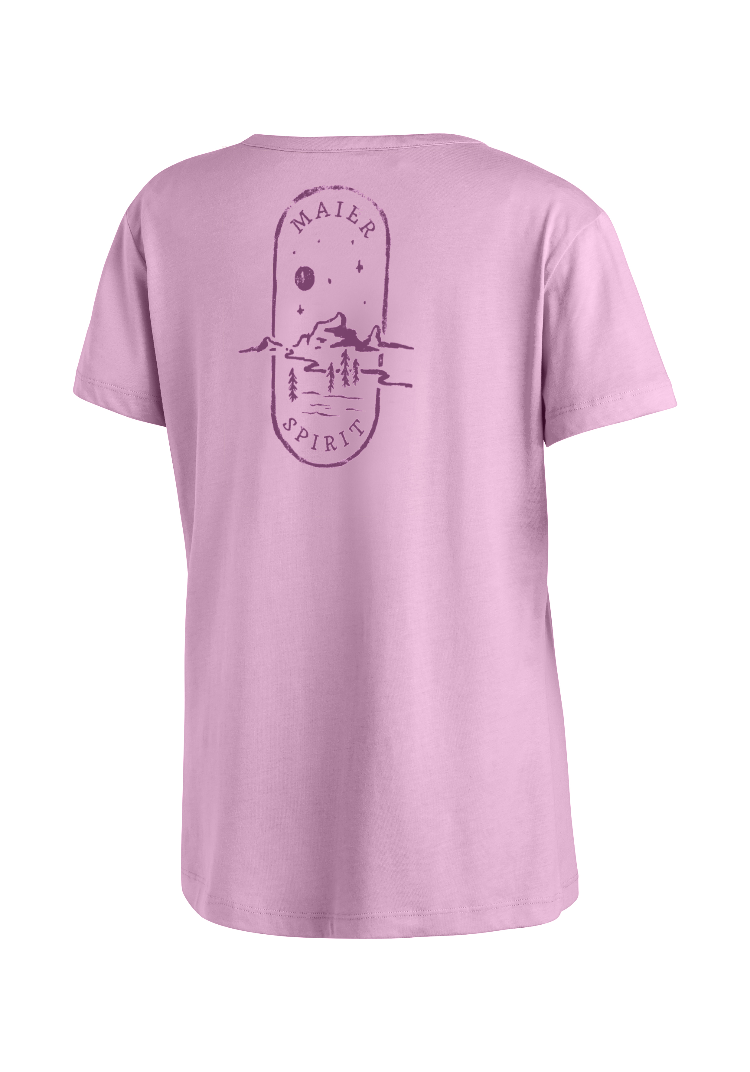 T-Shirt, Rundhalsausschnitt, Kurzarm, Paleviolett, Berglandschaft-Print