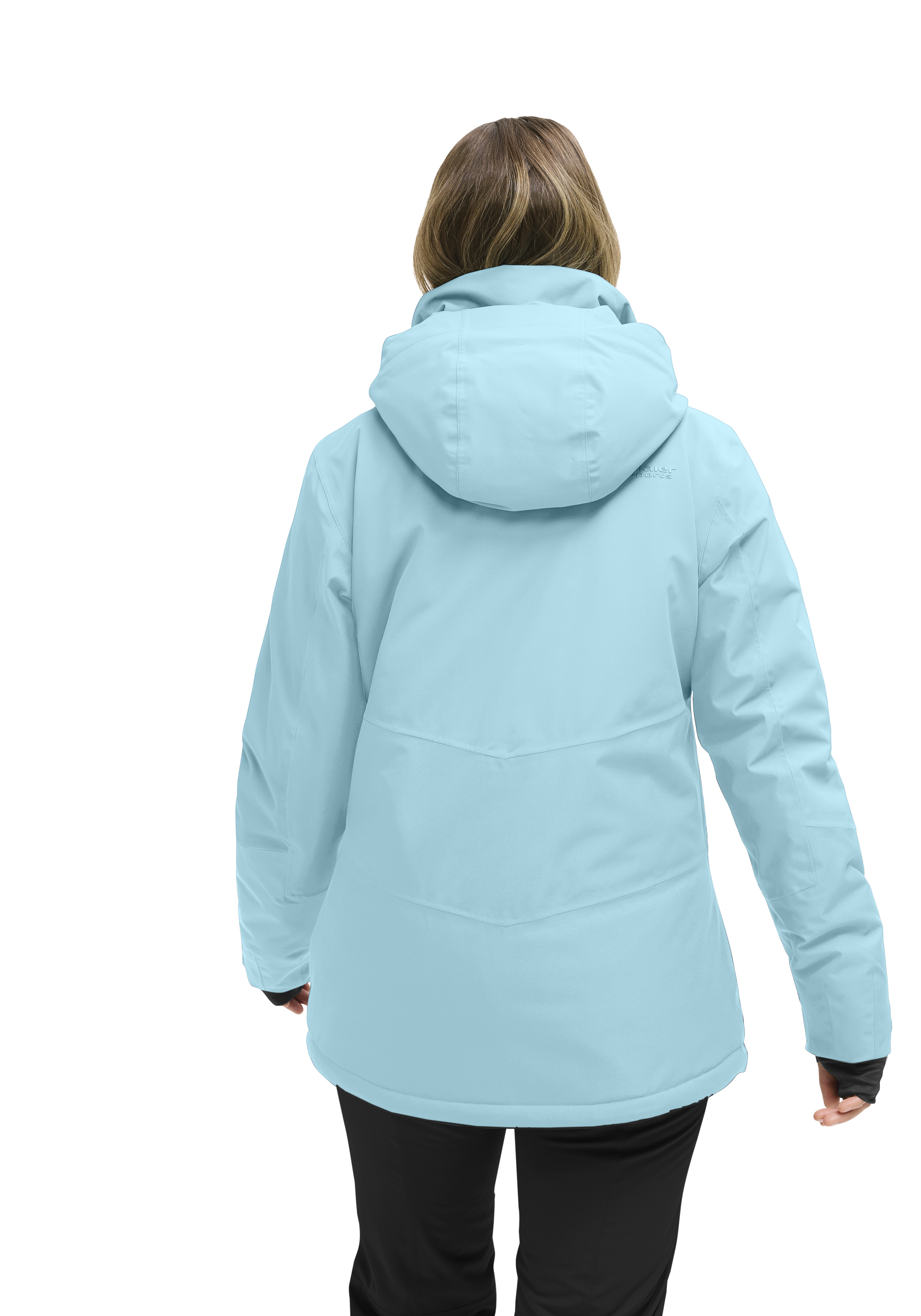 Hooded jacket, Light blue, Winter coat, Insulated, Back view