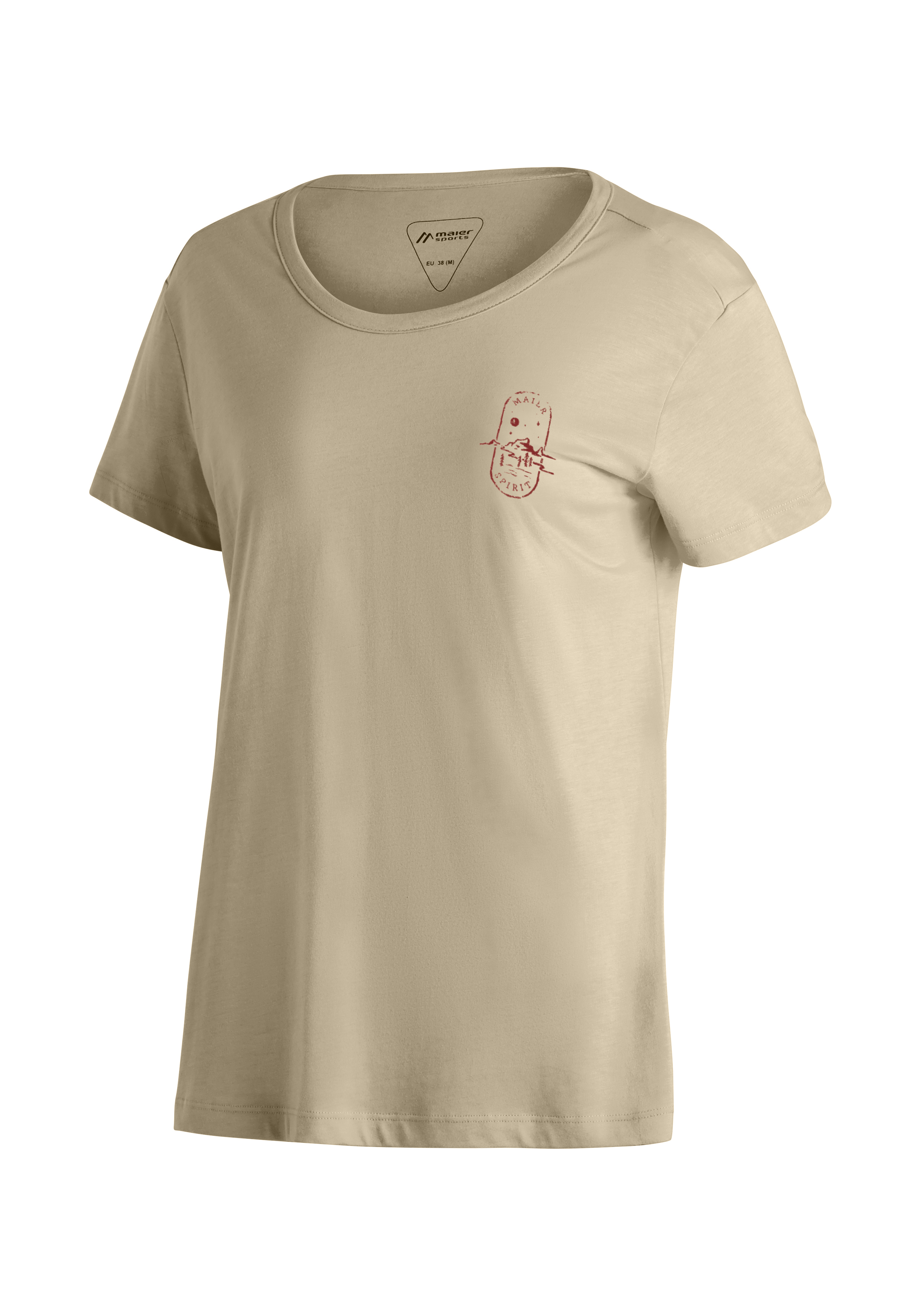 Mariella T-Shirt, Beige, Rundhals, Kurzarm, Brusttaschen-Print