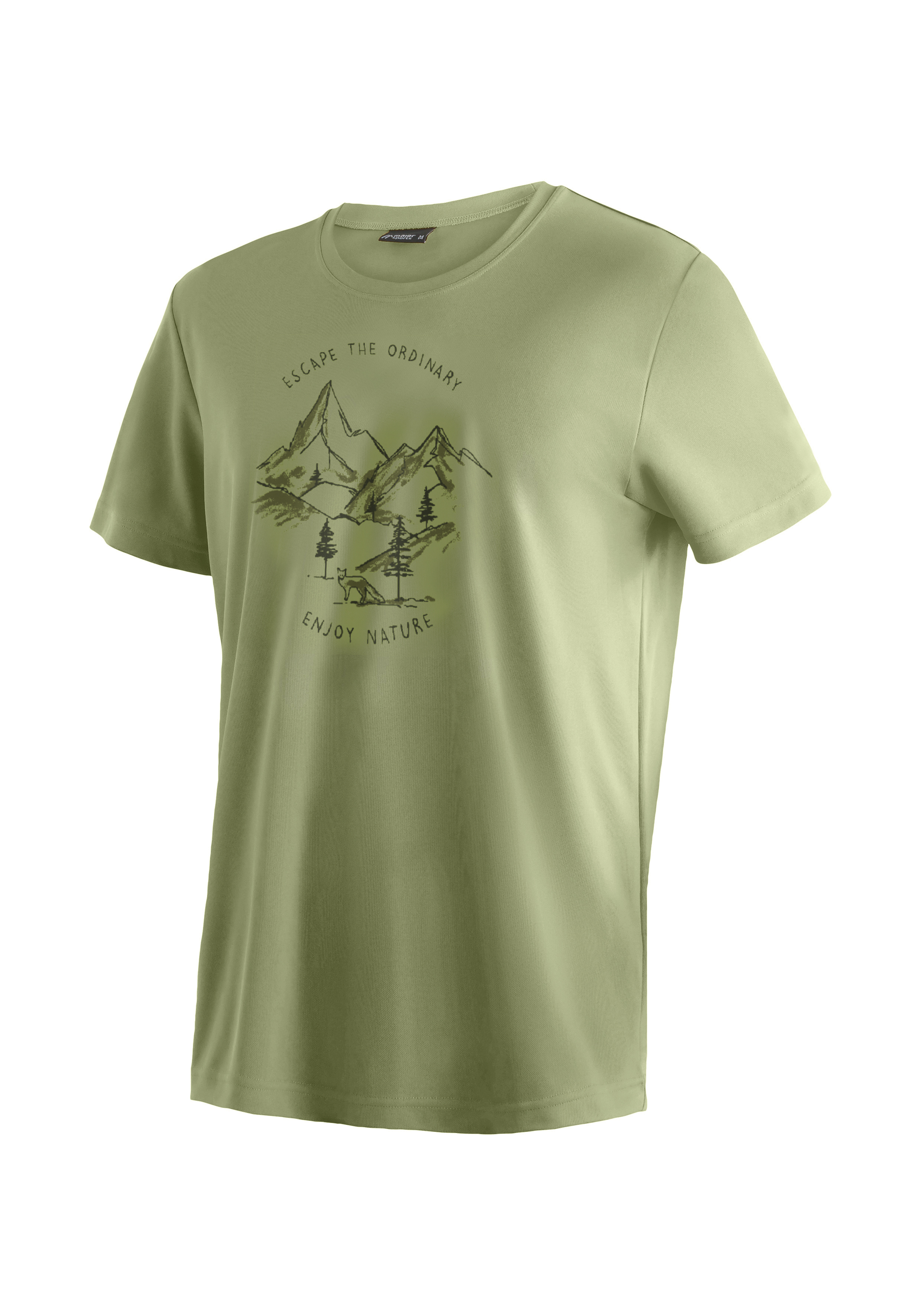 Dieter Print T-Shirt, Grasgrün, Bergprint, Kurzarm, Casualwear