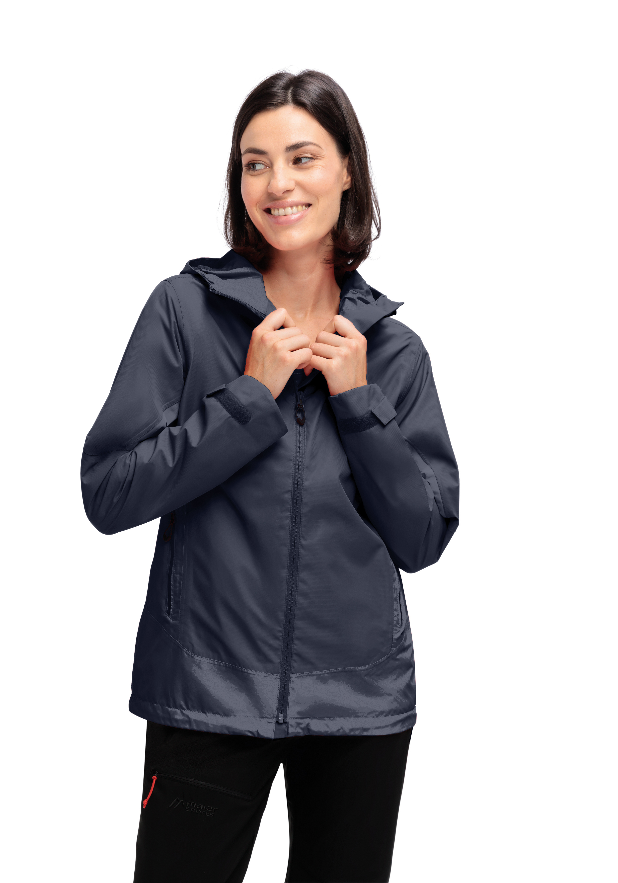 Hardshell jacket, Waterproof, Zipper, Hood, Navy blue
