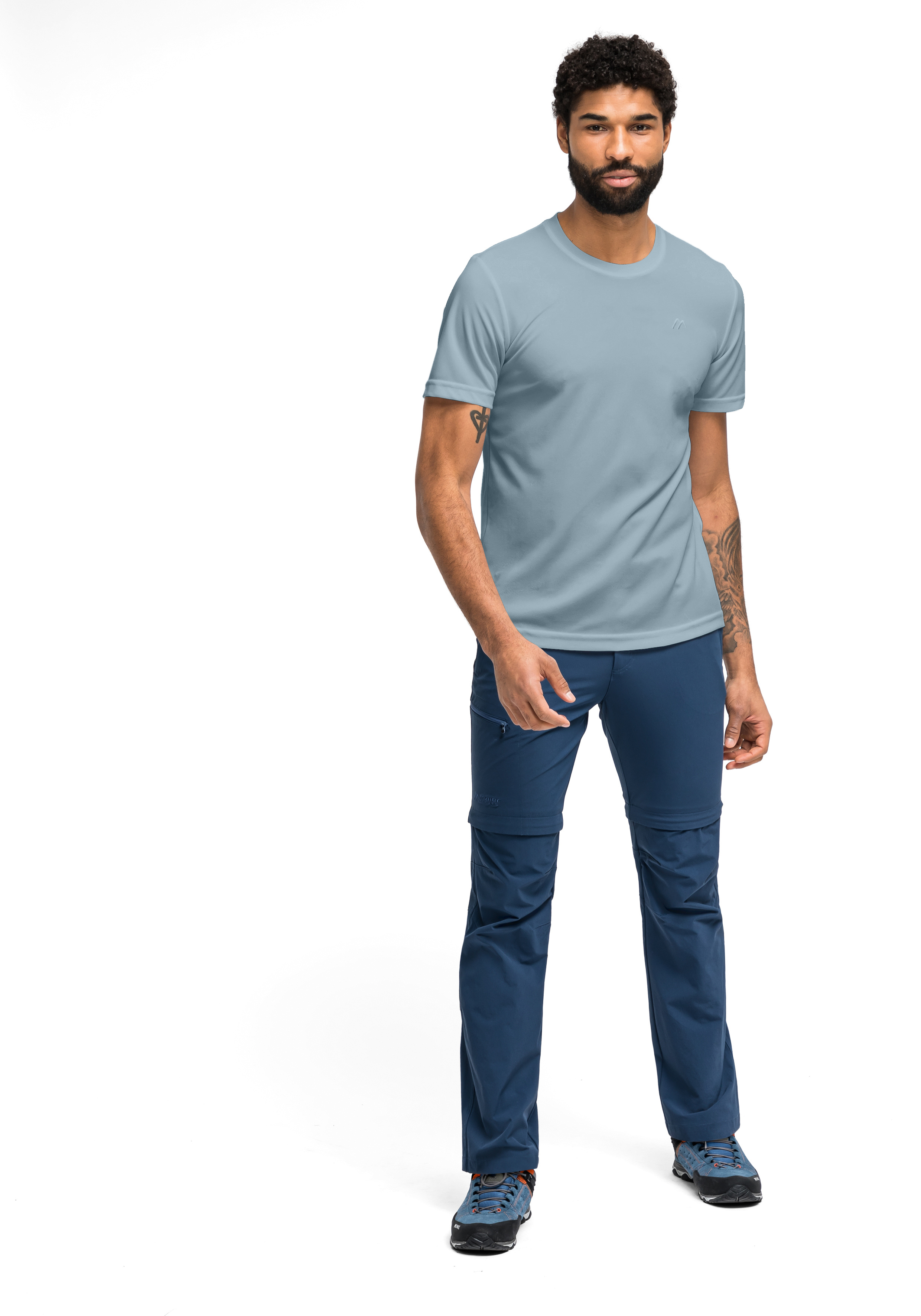 T-Shirt, Rundhals, Kurzarm, Slim Fit, Unifarben, T-Shirt, Rundhals, Kurzarm, Hellblau, Männer