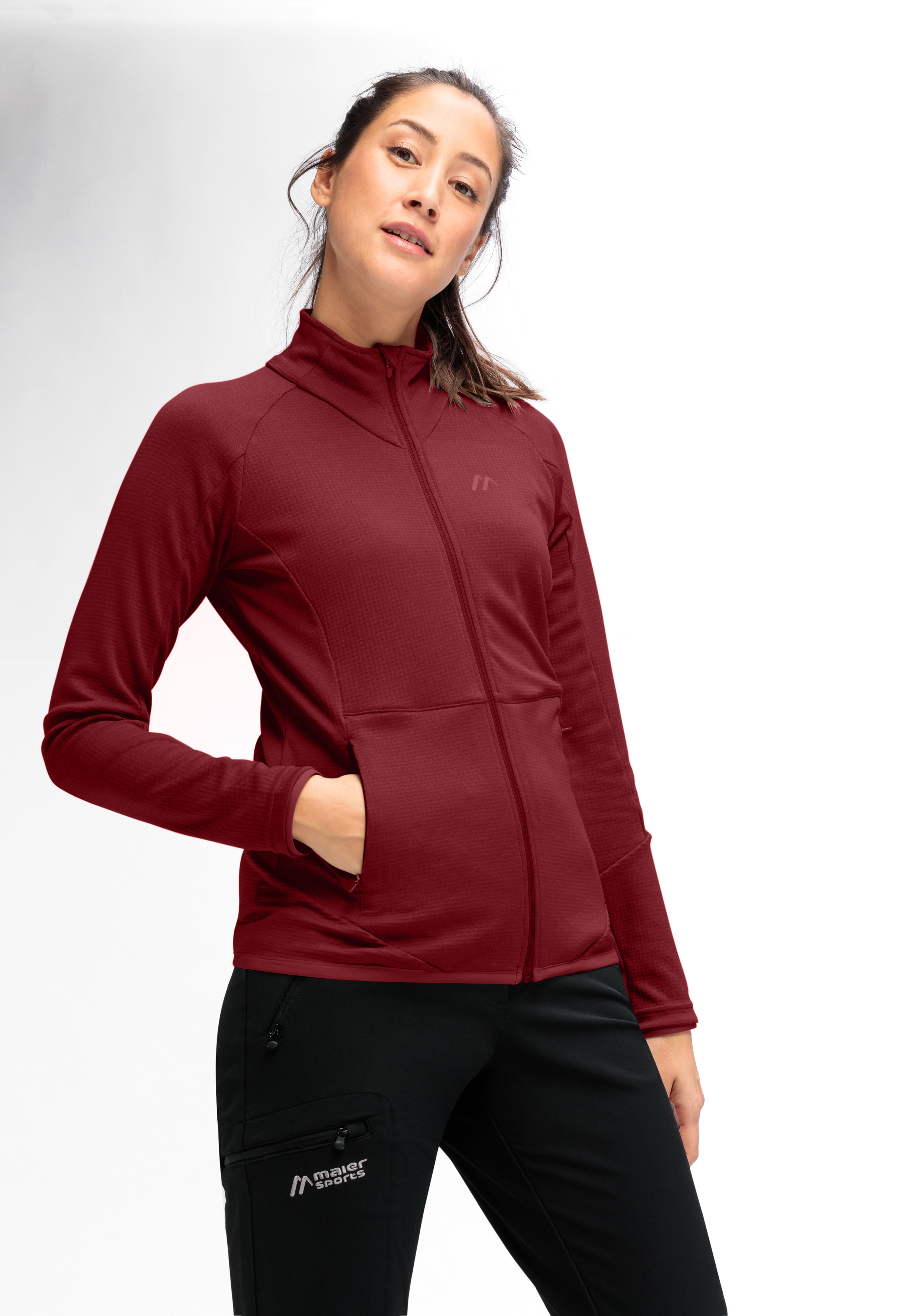 Fleecejacke, Reißverschluss, Winterjacke, Langarm, Rot