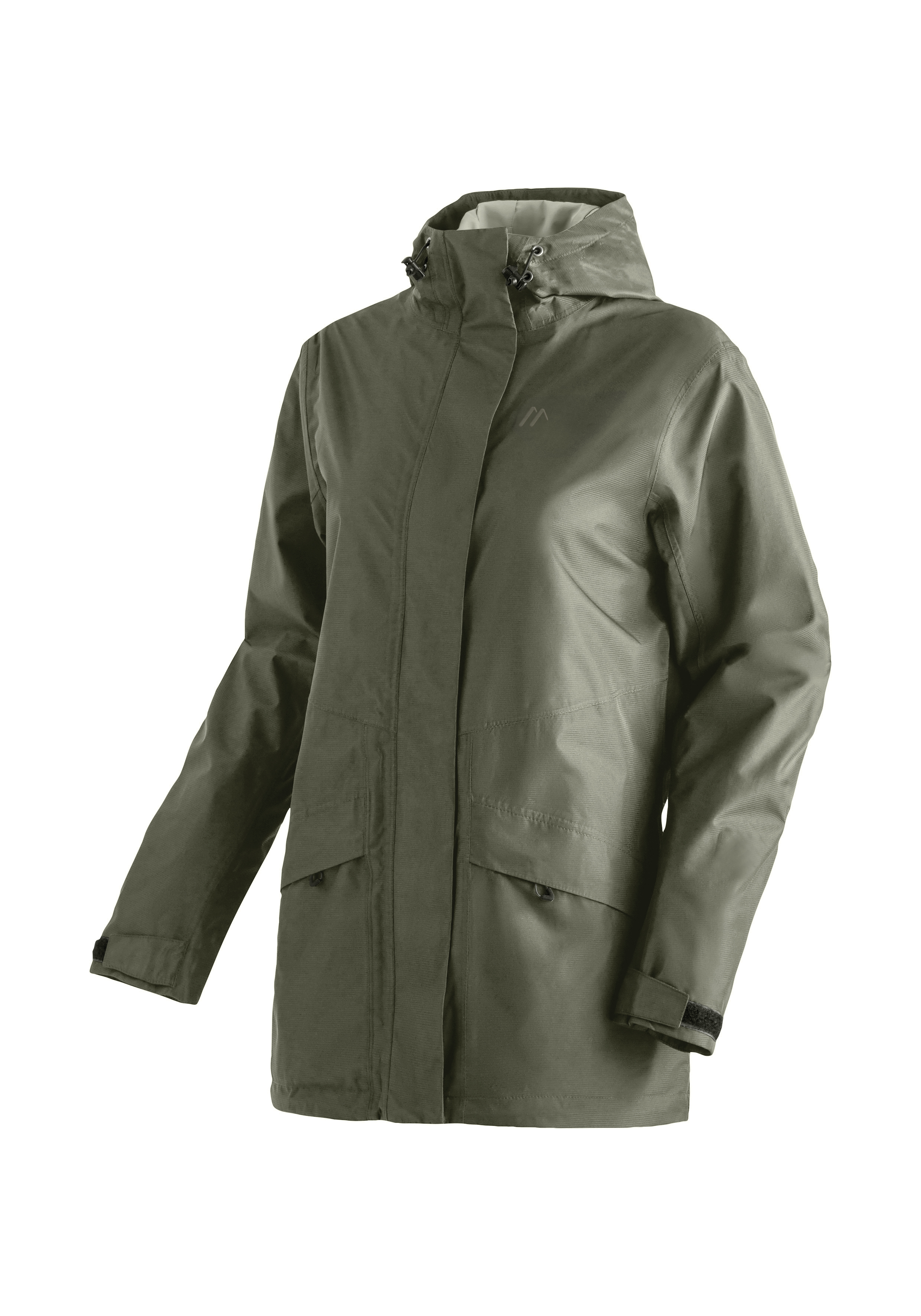 Brocken Long W Outdoorjacke, Hardshell, Olivgrün, Kapuze, Vordertaschen