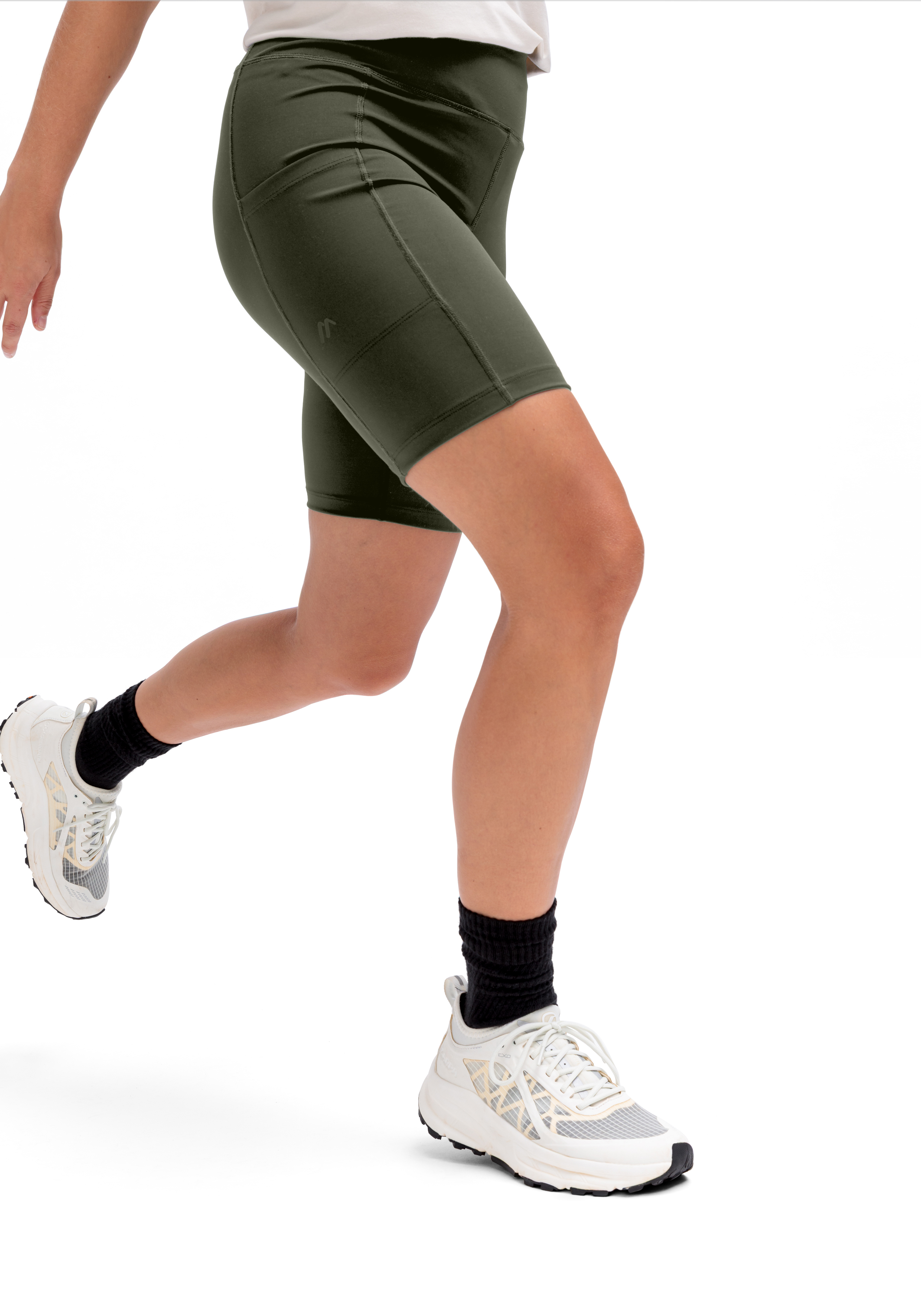 Shorts, Laufsport-Shorts, Olivgrün, Knielang, Athletik